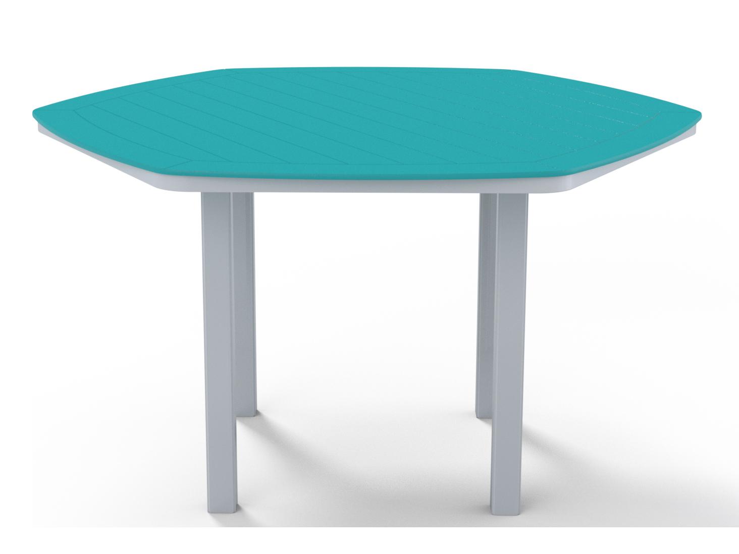 Telescope Casual Marine Grade Polymer Hexagon Patio Counter Height Table with Umbrella Hole