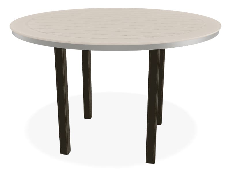 Telescope Casual Marine Grade Polymer Round Outdoor Bar Height Table with Umbrella Hole