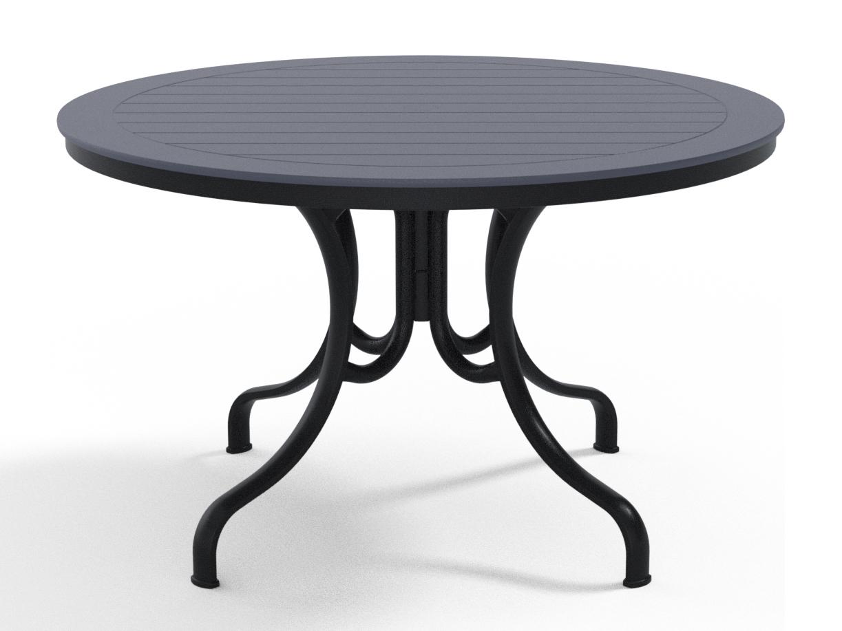 Telescope Casual Marine Grade Polymer Round Deluxe Patio Dining Table with Umbrella Hole