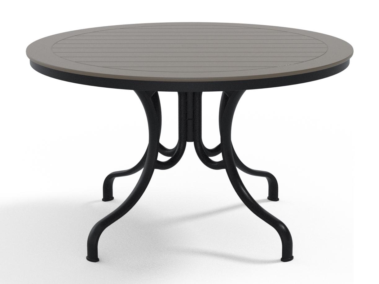 Telescope Casual Marine Grade Polymer Round Deluxe Patio Dining Table with Umbrella Hole