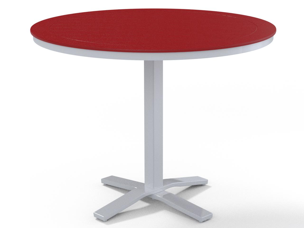 Telescope Casual Marine Grade Polymer Round Pedestal Outdoor Patio Counter Height Table with Umbrella Hole