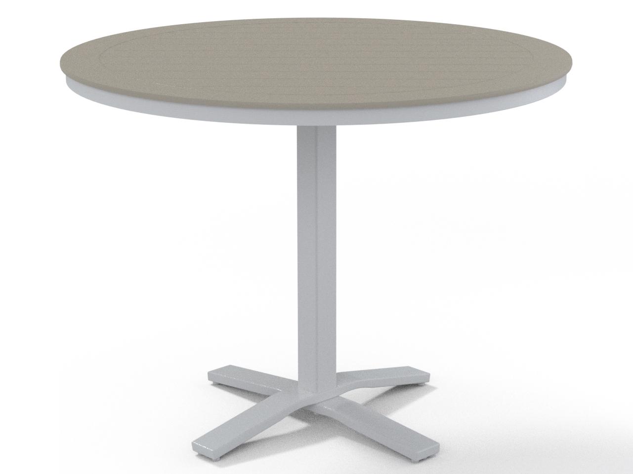 Telescope Casual Marine Grade Polymer Round Pedestal Outdoor Patio Counter Height Table with Umbrella Hole