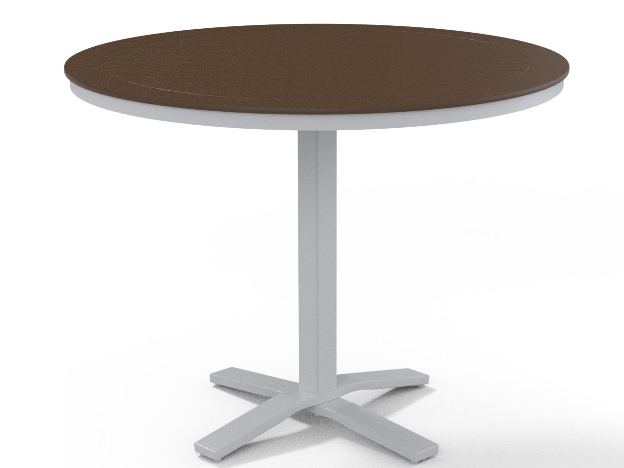 Telescope Casual Marine Grade Polymer Round Pedestal Outdoor Patio Counter Height Table with Umbrella Hole