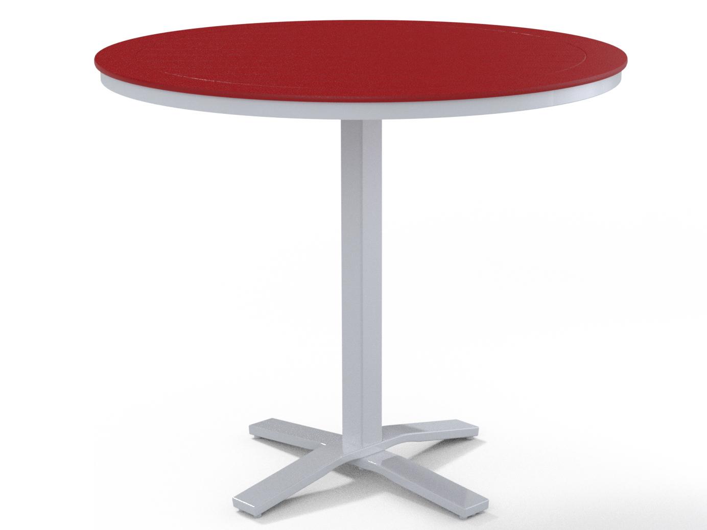 Telescope Casual Marine Grade Polymer Round Pedestal Outdoor Patio Bar Height Table with Umbrella Hole