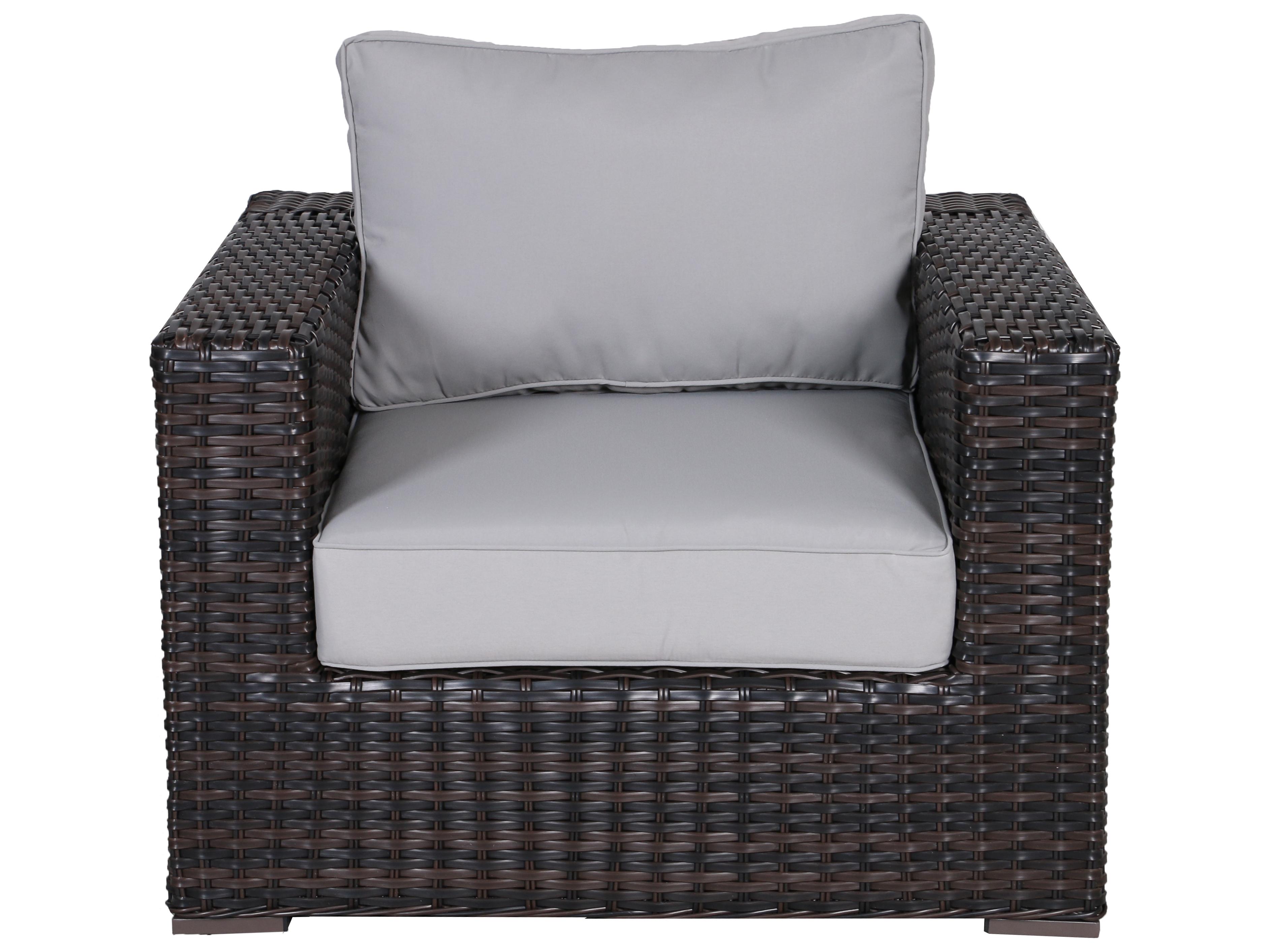 Teva Santa Monica Wicker Rattan Outdoor Club Chair in Grey Fabric