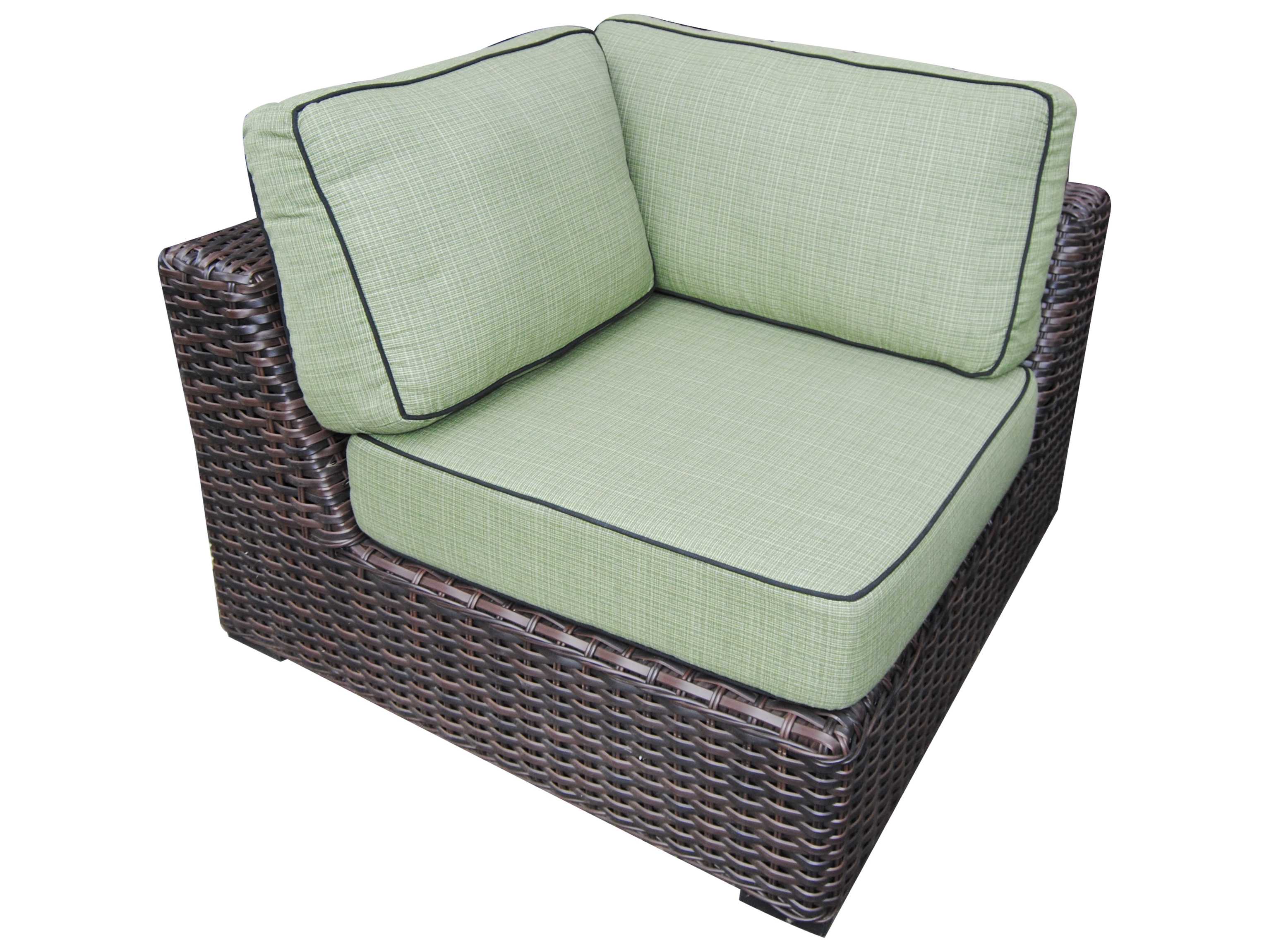 Teva Santa Monica Wicker Rattan Corner of Sectional in Grey Fabric