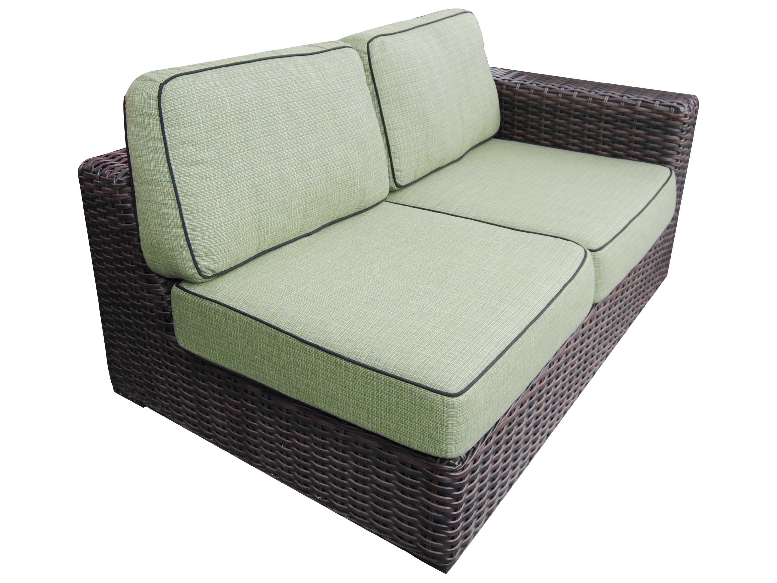 Teva Santa Monica Wicker Rattan Left End of Sectional in Grey Fabric