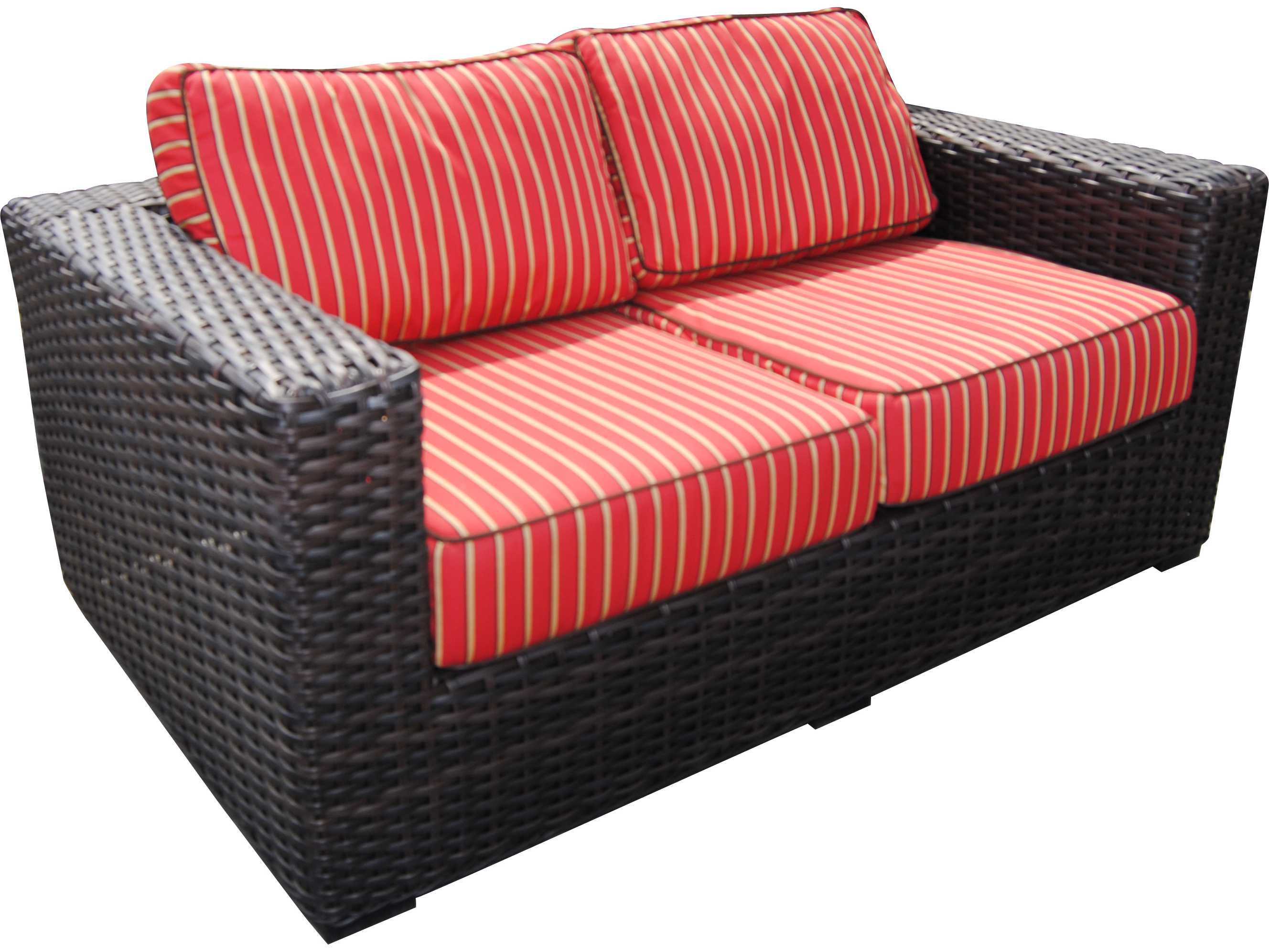 Teva Santa Monica Wicker Rattan Outdoor Patio Loveseat in Grey Fabric