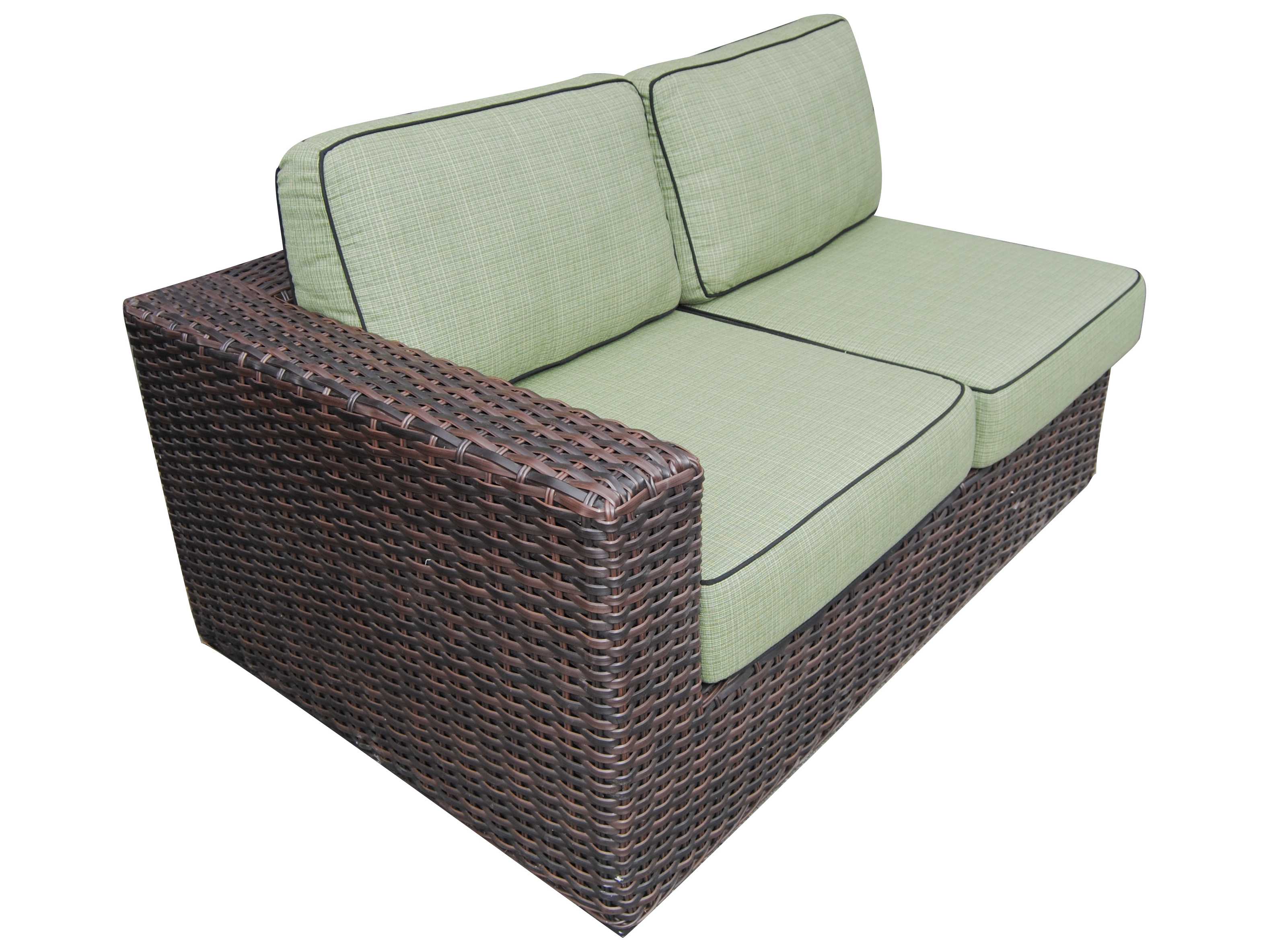 Teva Santa Monica Wicker Rattan Right End of Sectional in Grey Fabric