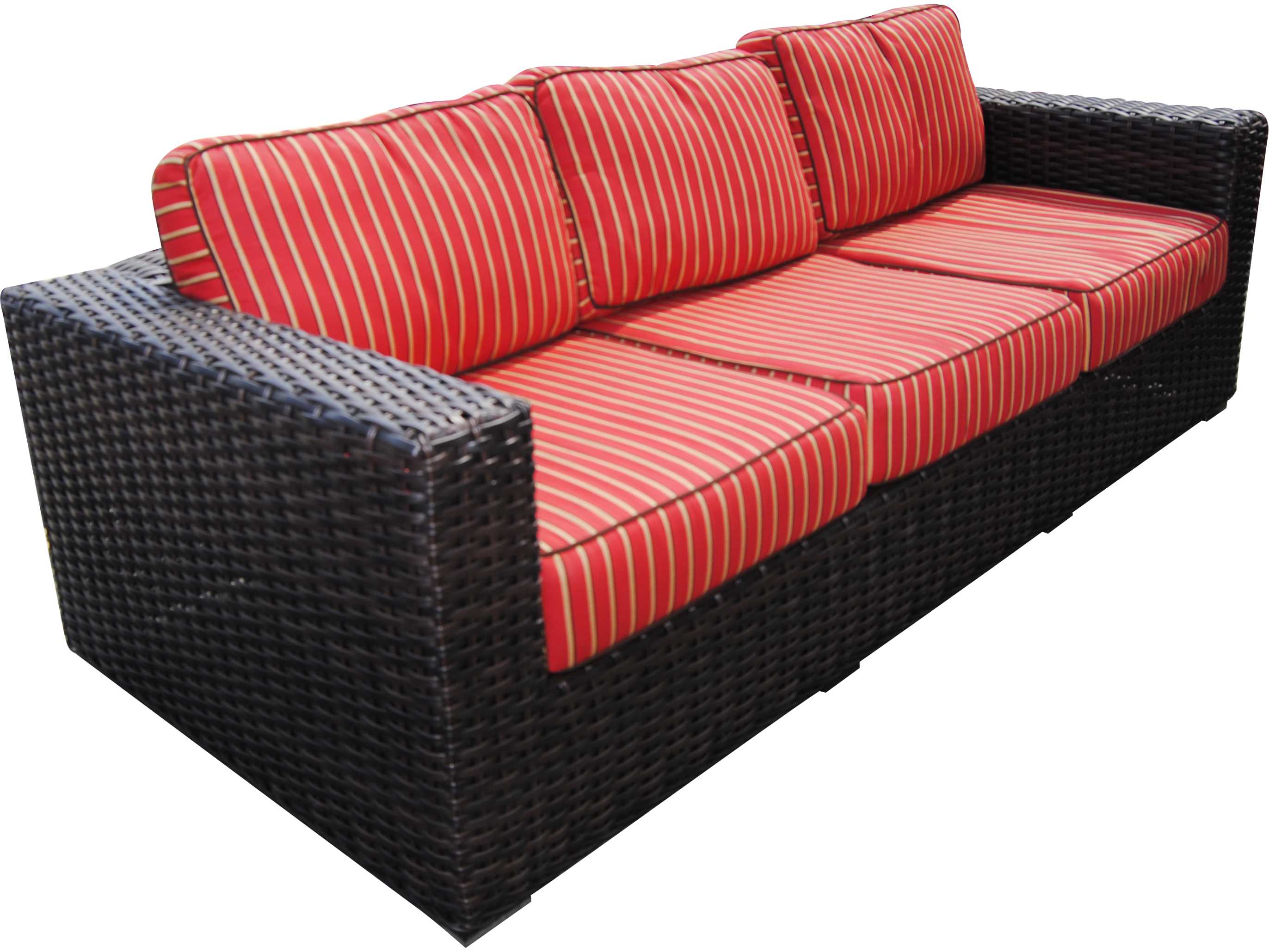 Teva Santa Monica Wicker Rattan Patio Sofa in Grey Fabric