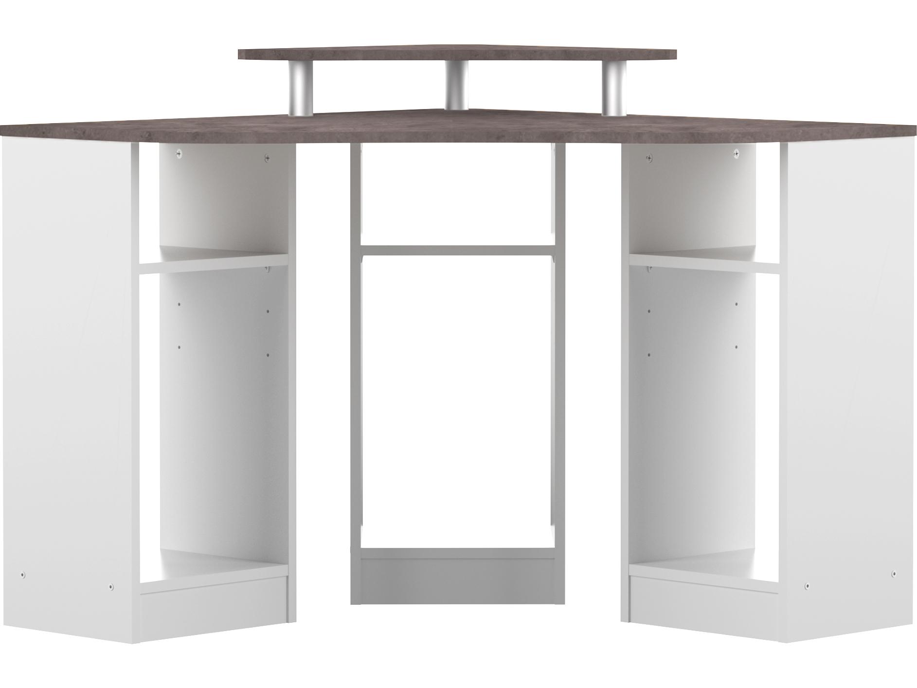 TemaHome Corner Melamine White & Concrete Look Desk
