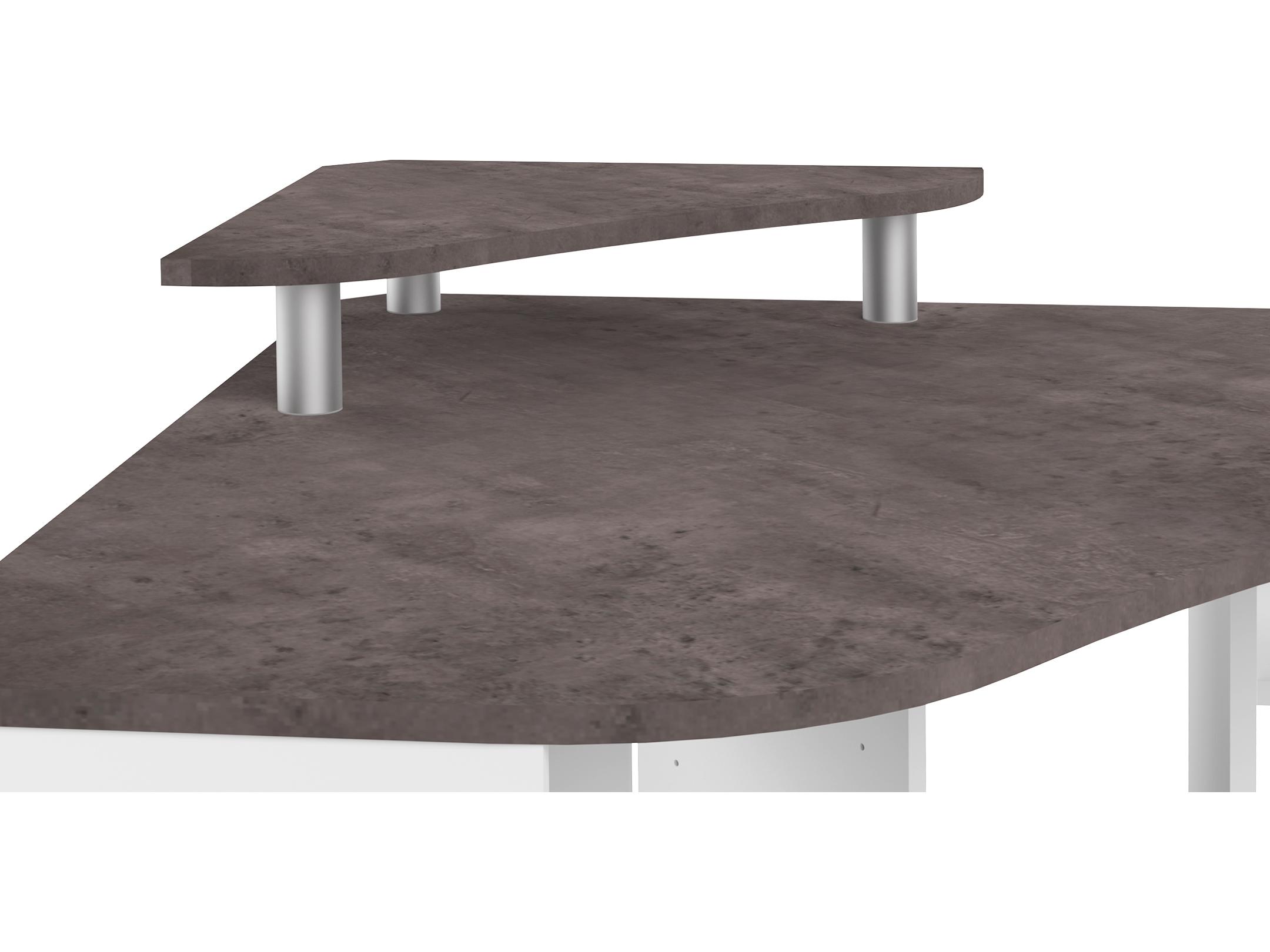 TemaHome Corner Melamine White & Concrete Look Desk