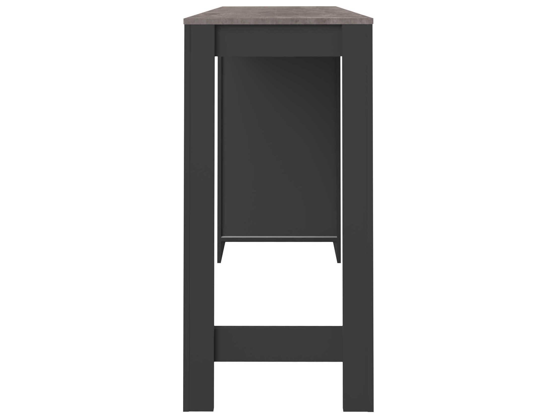 TemaHome Aravis Melamine Black Concrete Look Rectangular Bar Table