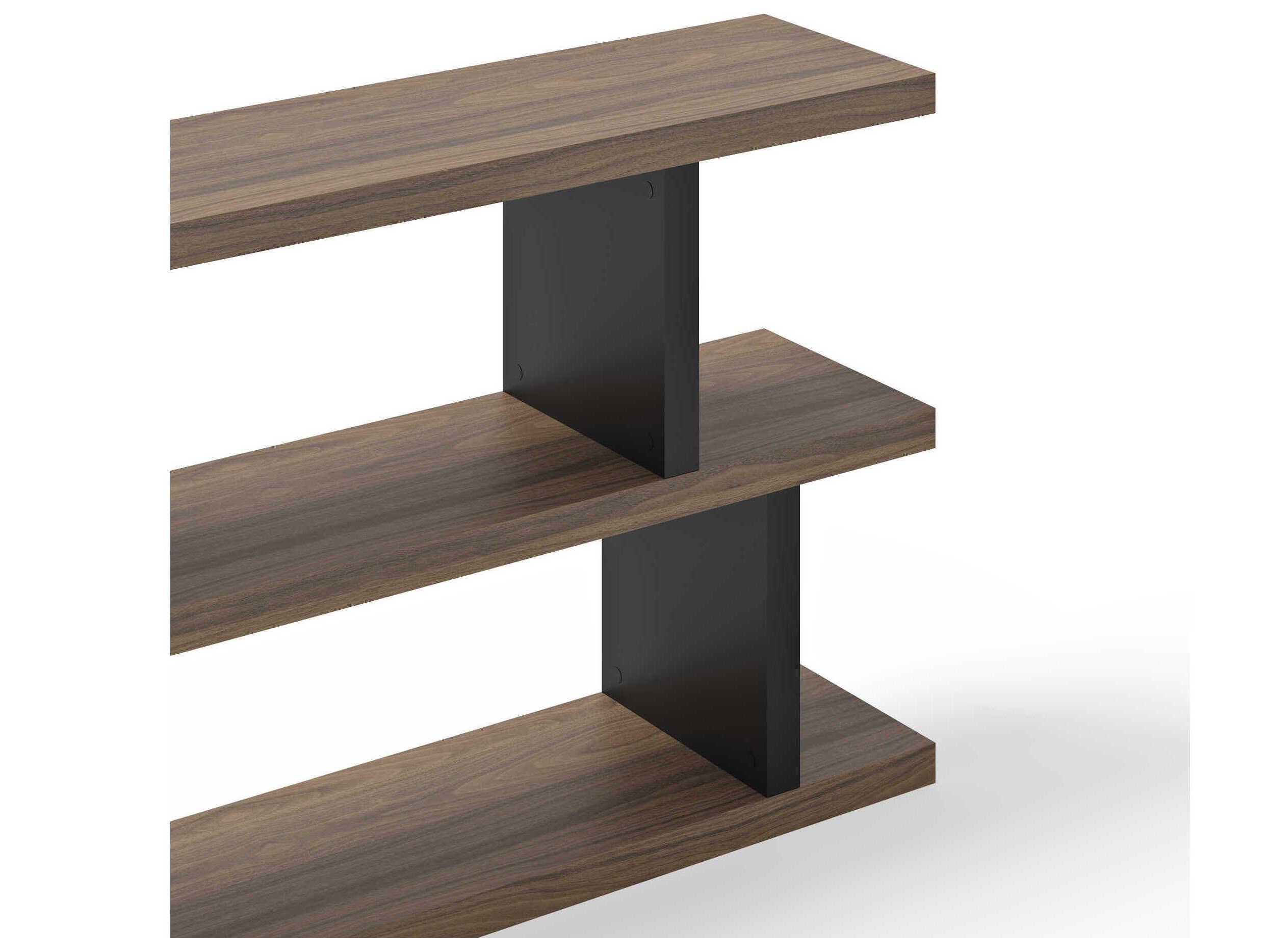 TemaHome Step Melamine Walnut & Pure Black Bookcase