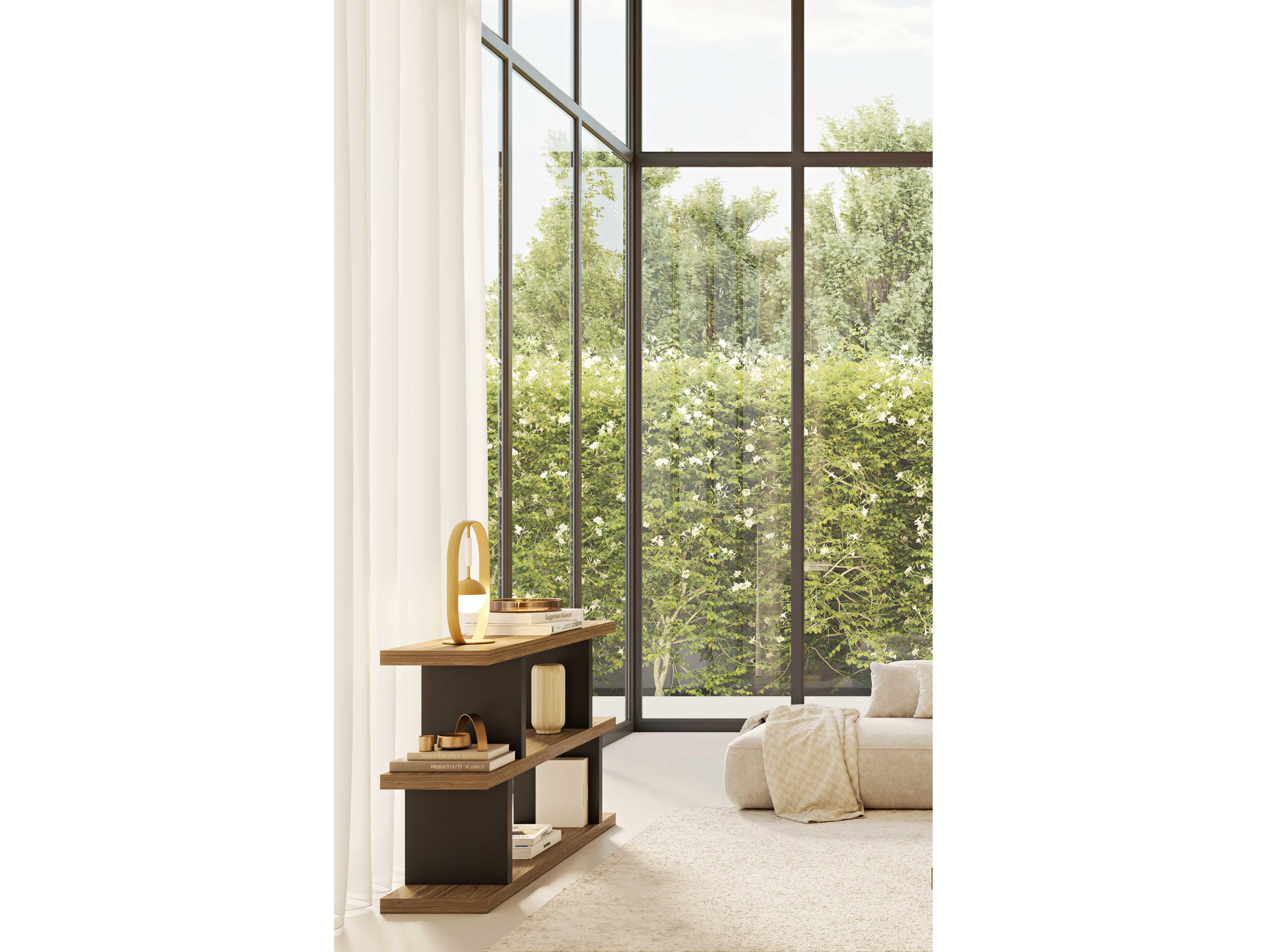 TemaHome Step Melamine Walnut & Pure Black Bookcase