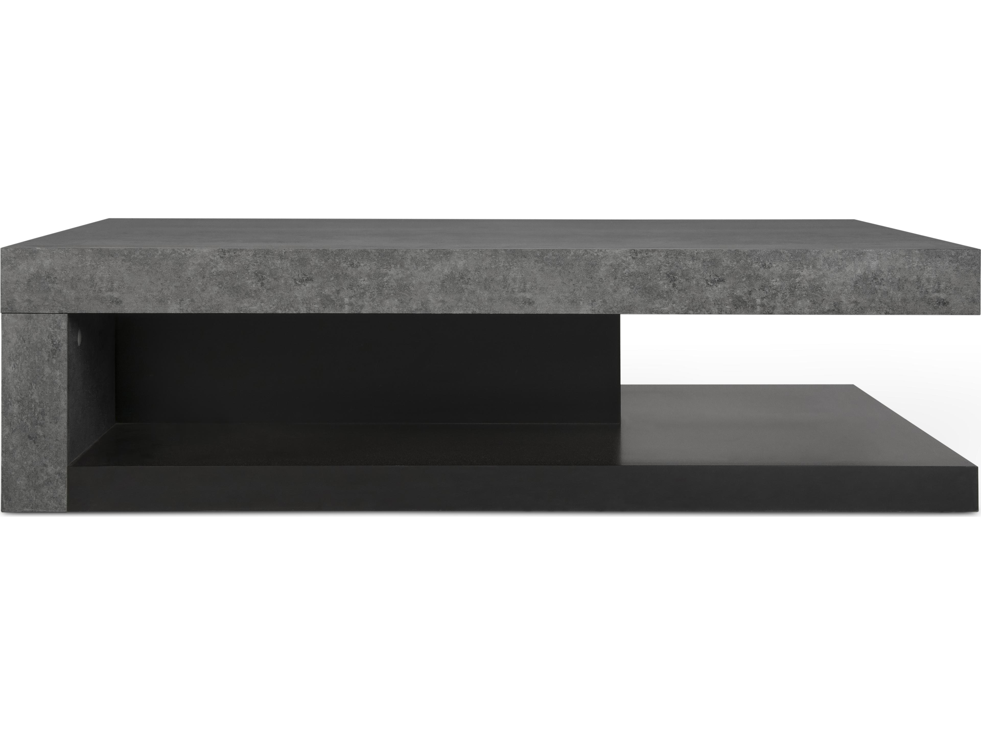TemaHome Detroit Rectangular Concrete And Pure Black Coffee Table