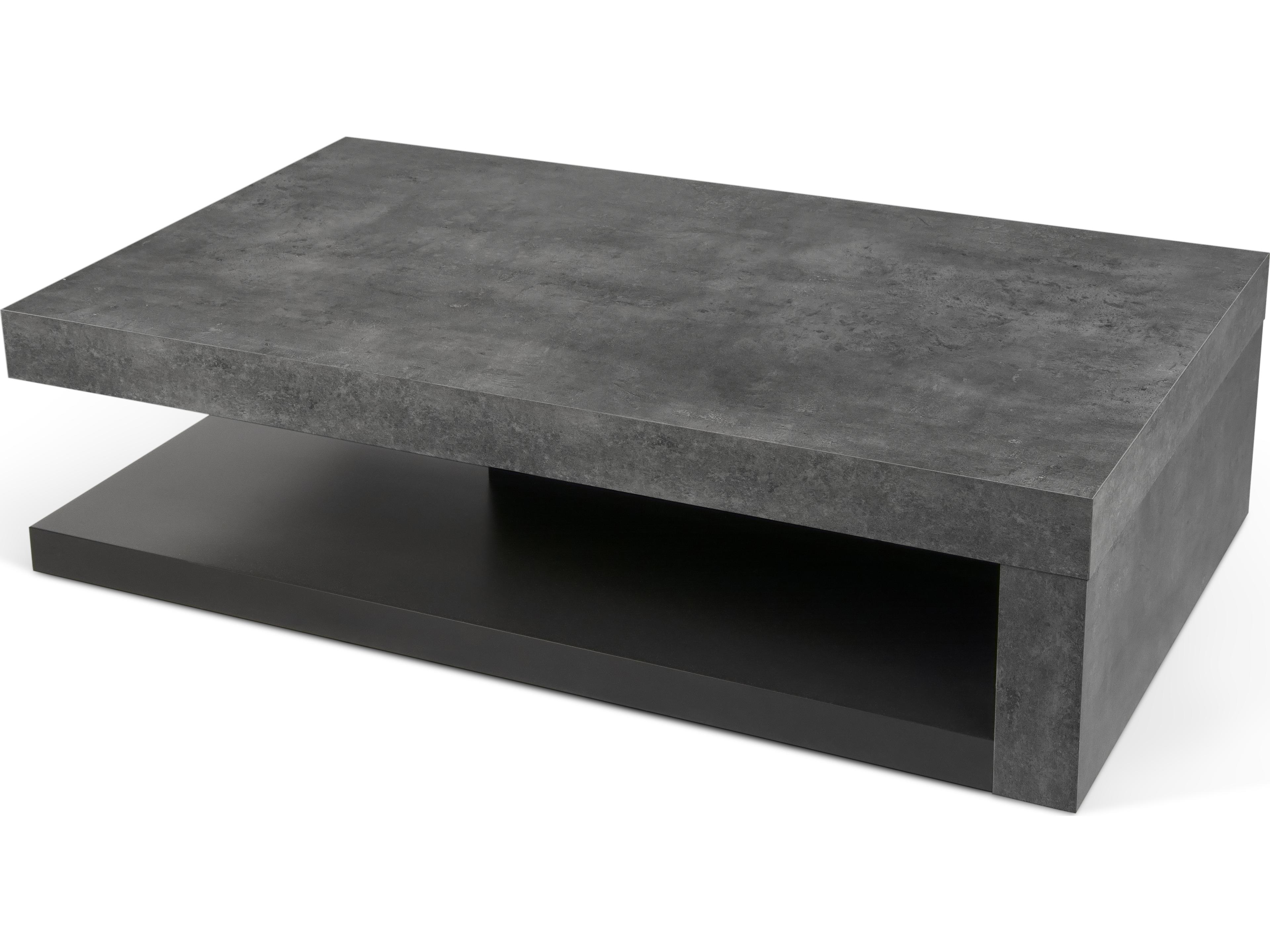 TemaHome Detroit Rectangular Concrete And Pure Black Coffee Table