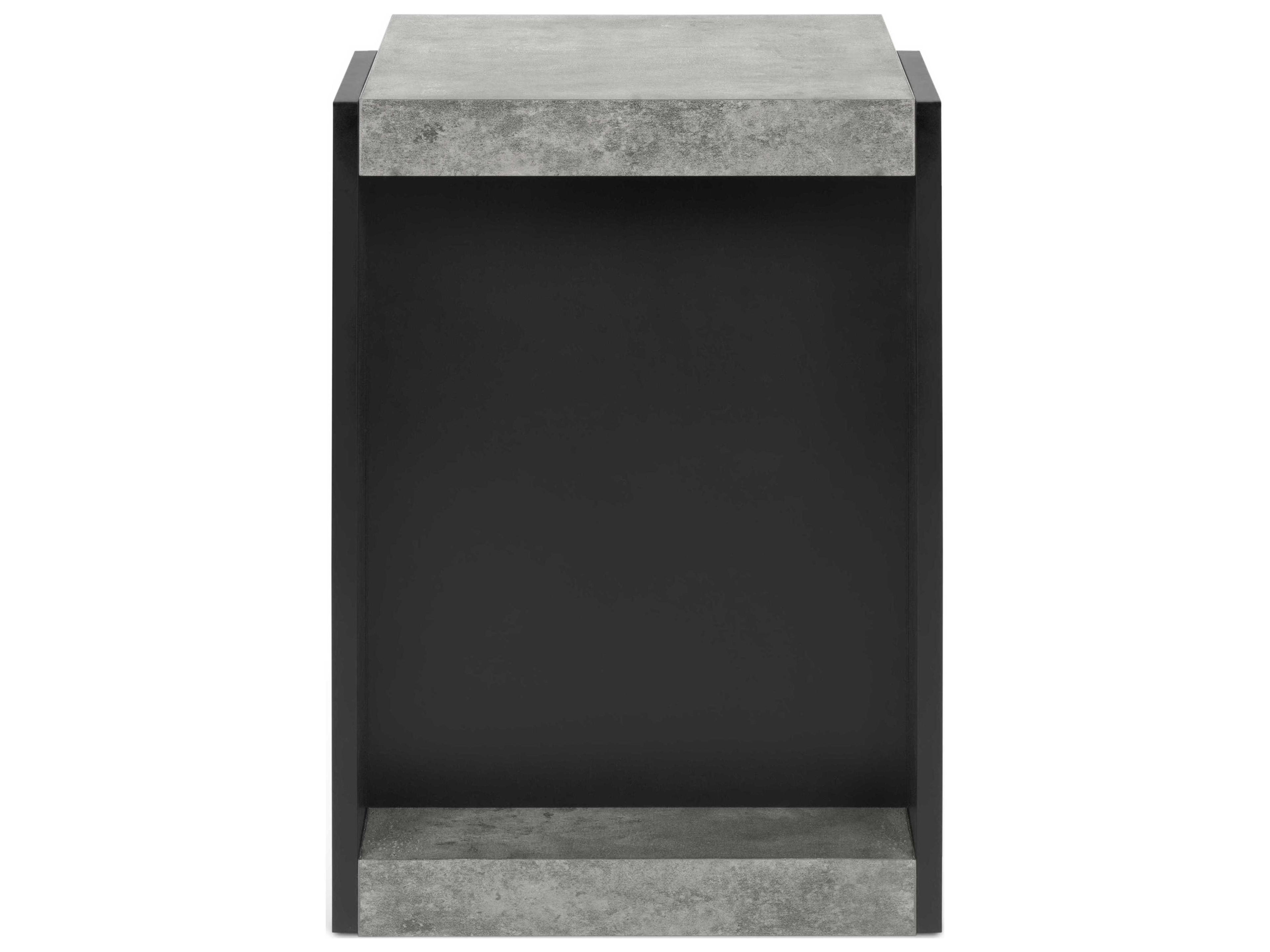 TemaHome Klaus Rectangular Wood Concrete Color Pure Black End Table