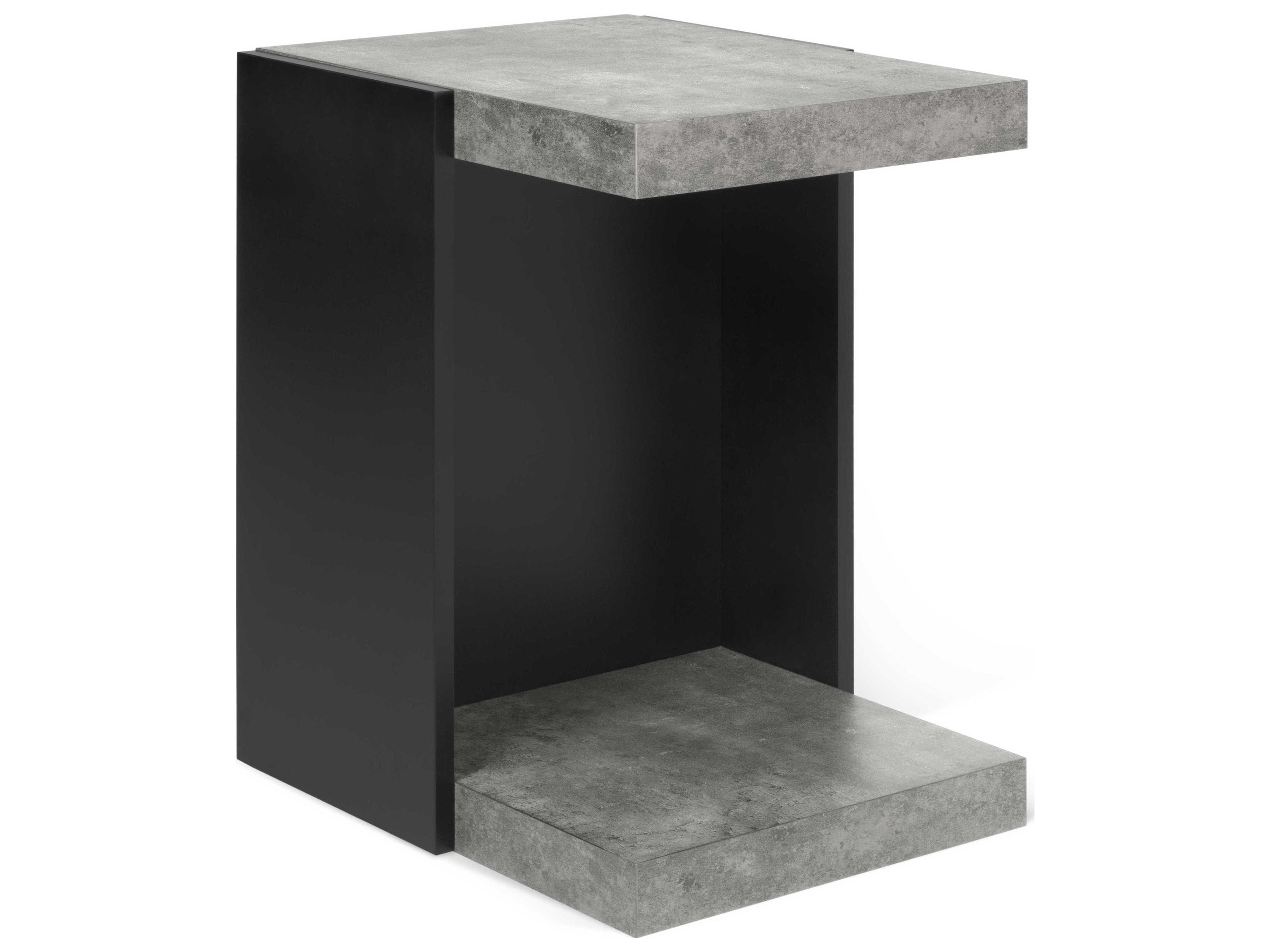 TemaHome Klaus Rectangular Wood Concrete Color Pure Black End Table