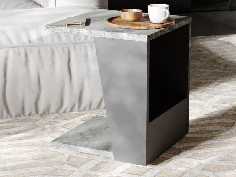 TemaHome Albi Rectangular Wood Concrete Look Black End Table