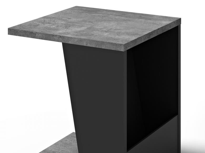 TemaHome Albi Rectangular Wood Concrete Look Black End Table