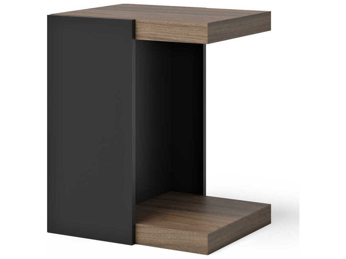 TemaHome Klaus Rectangular Wood Melamine Walnut & Pure Black End Table