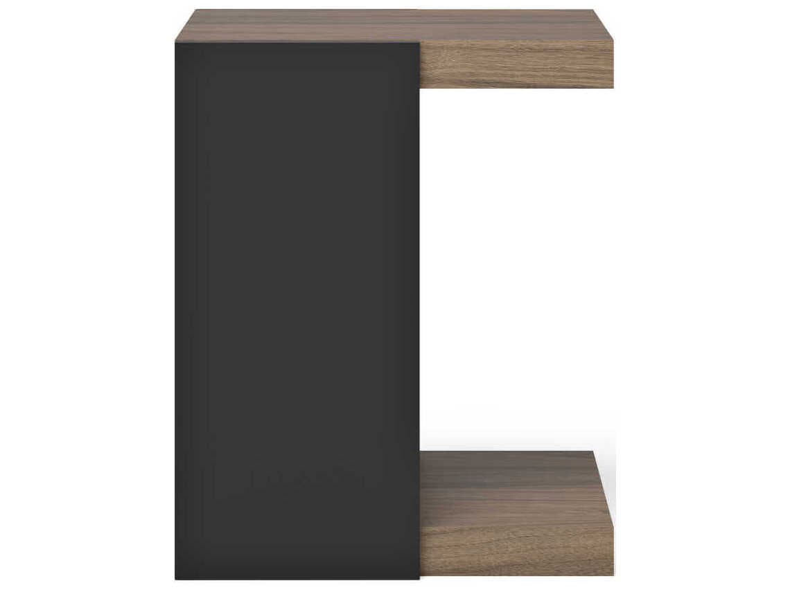TemaHome Klaus Rectangular Wood Melamine Walnut & Pure Black End Table