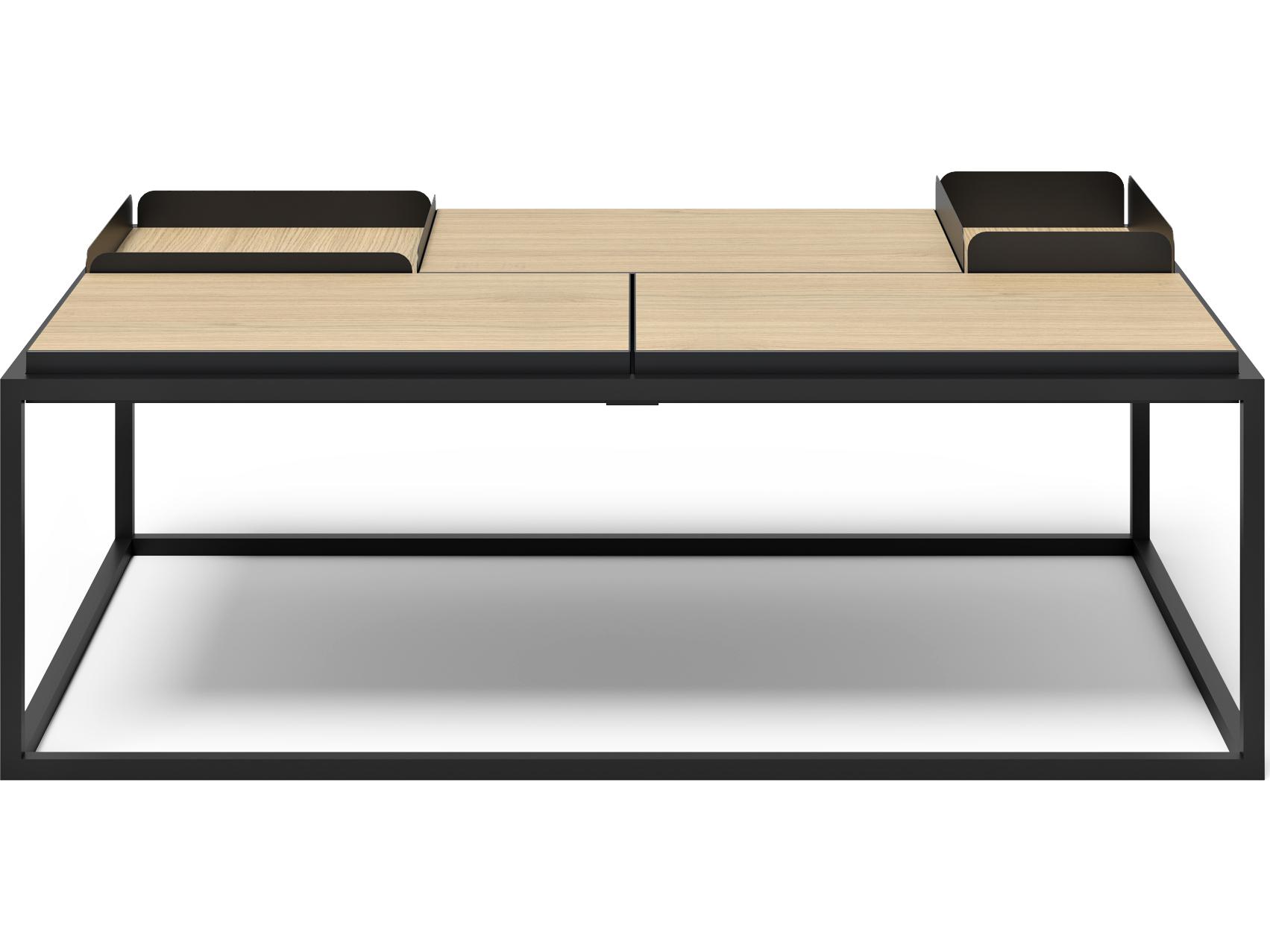 TemaHome Douro Rectangular Wood Melamine Light Oak & Pure Black Coffee Table