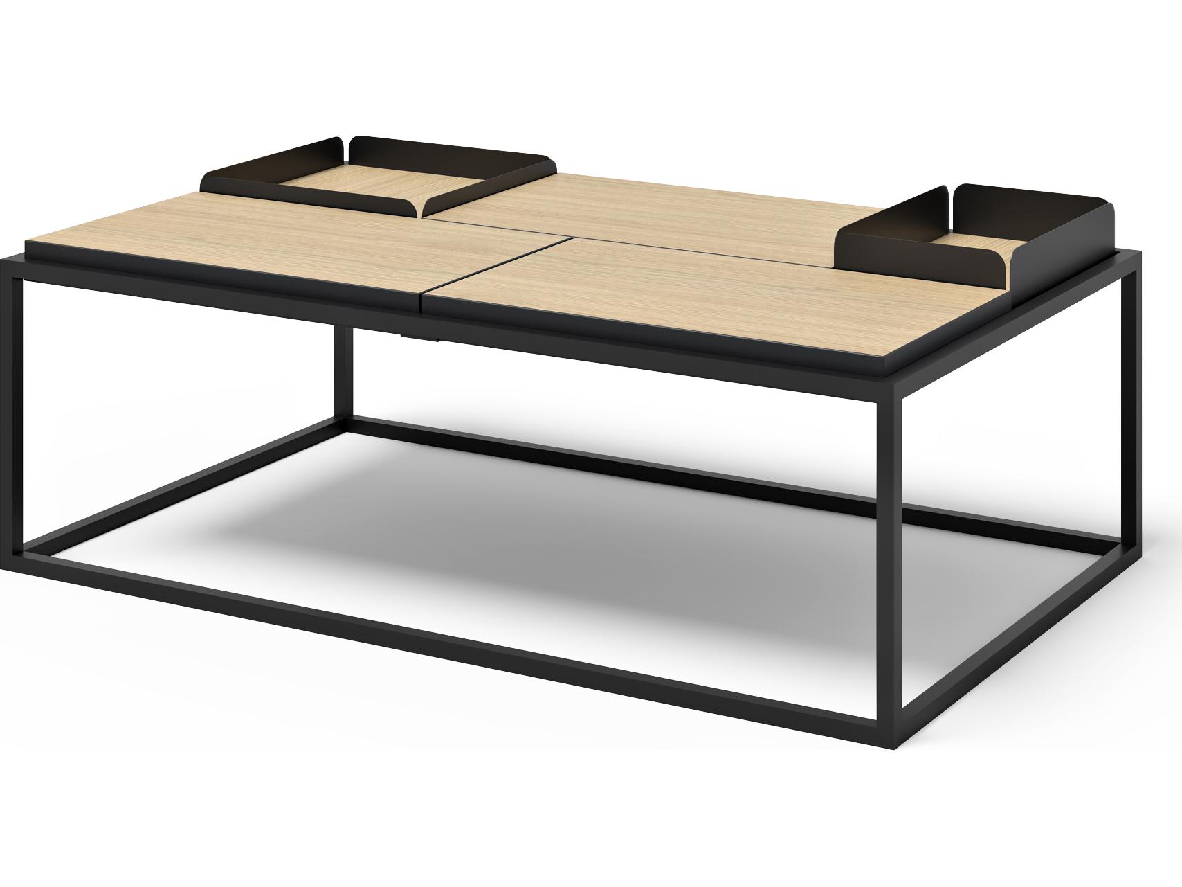TemaHome Douro Rectangular Wood Melamine Light Oak & Pure Black Coffee Table