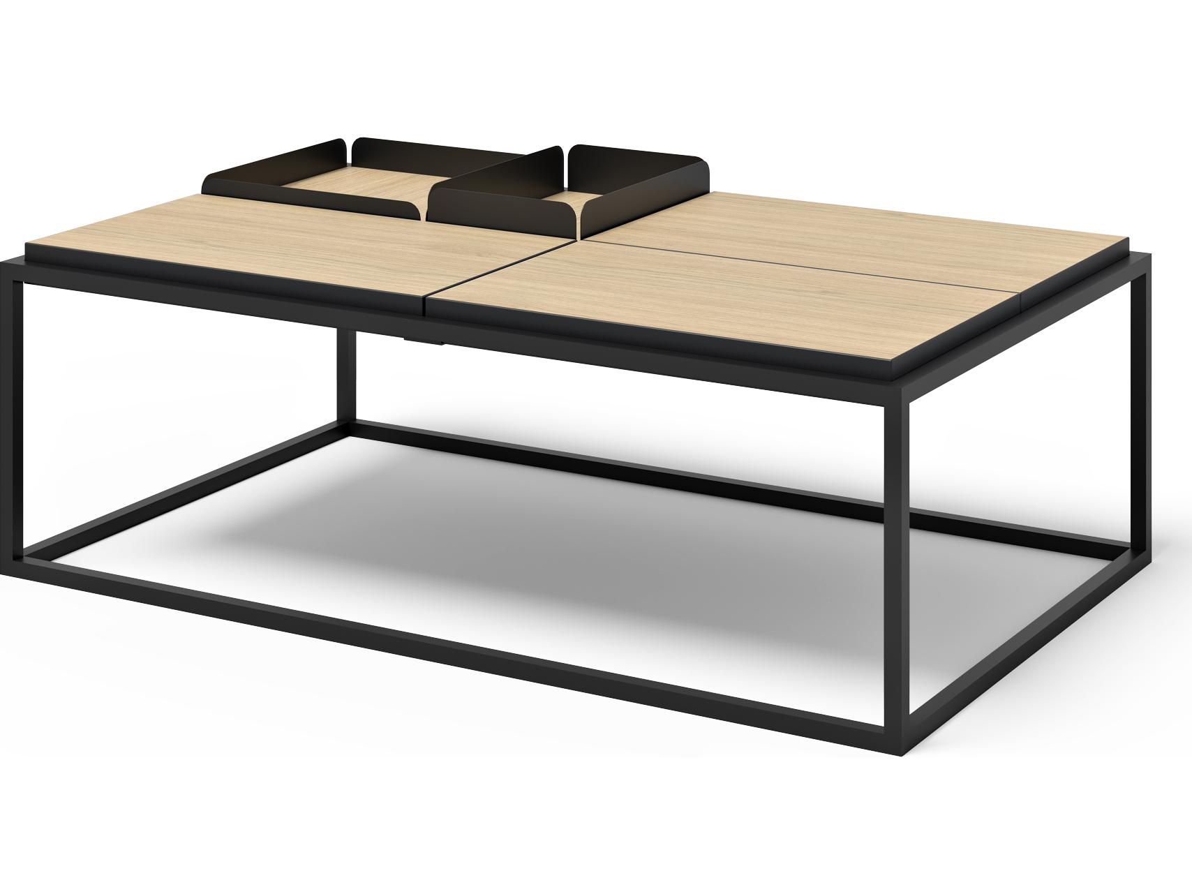 TemaHome Douro Rectangular Wood Melamine Light Oak & Pure Black Coffee Table