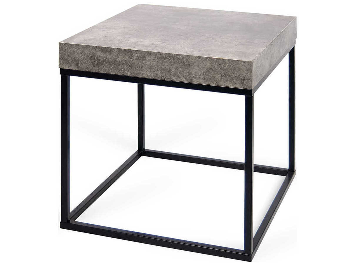 TemaHome Petra Square Concrete Look & Black End Table