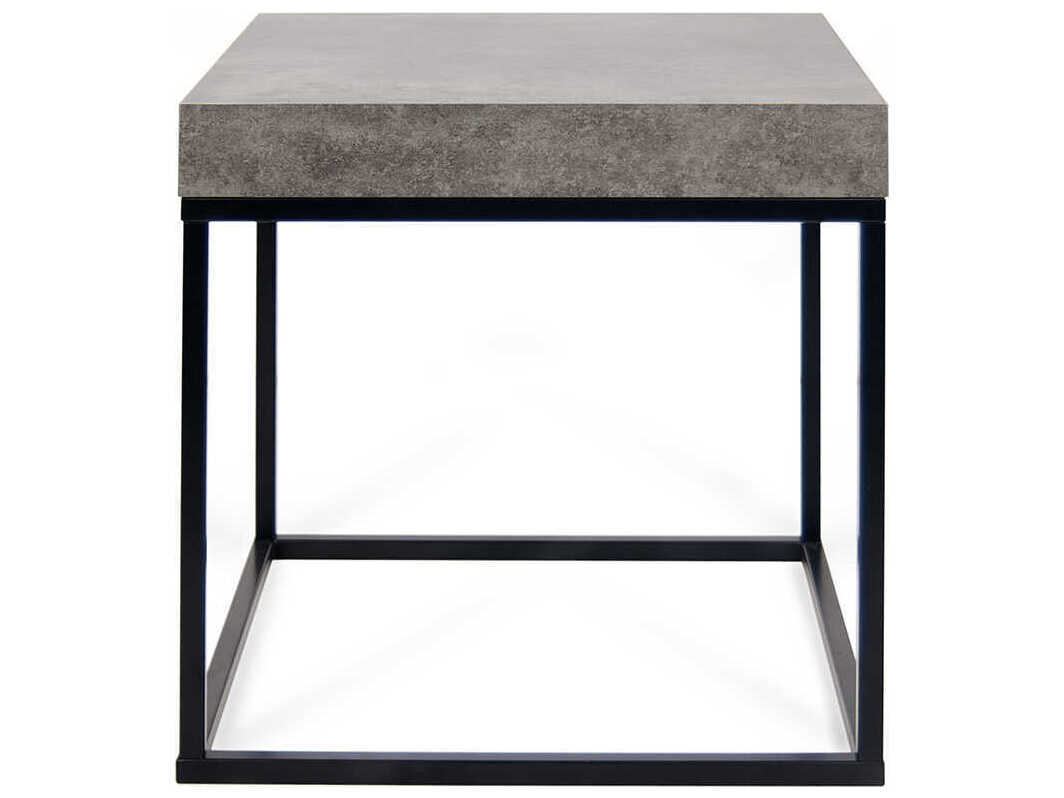 TemaHome Petra Square Concrete Look & Black End Table