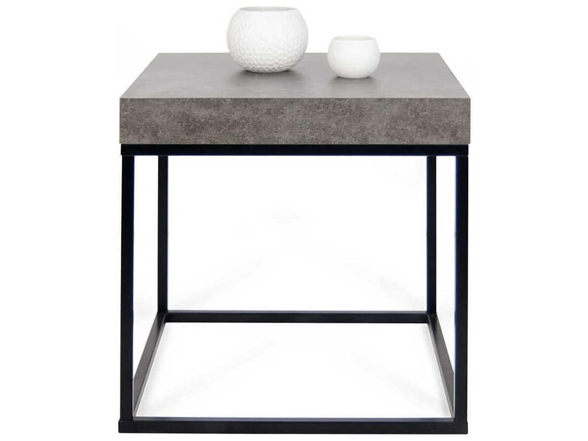 TemaHome Petra Square Concrete Look & Black End Table
