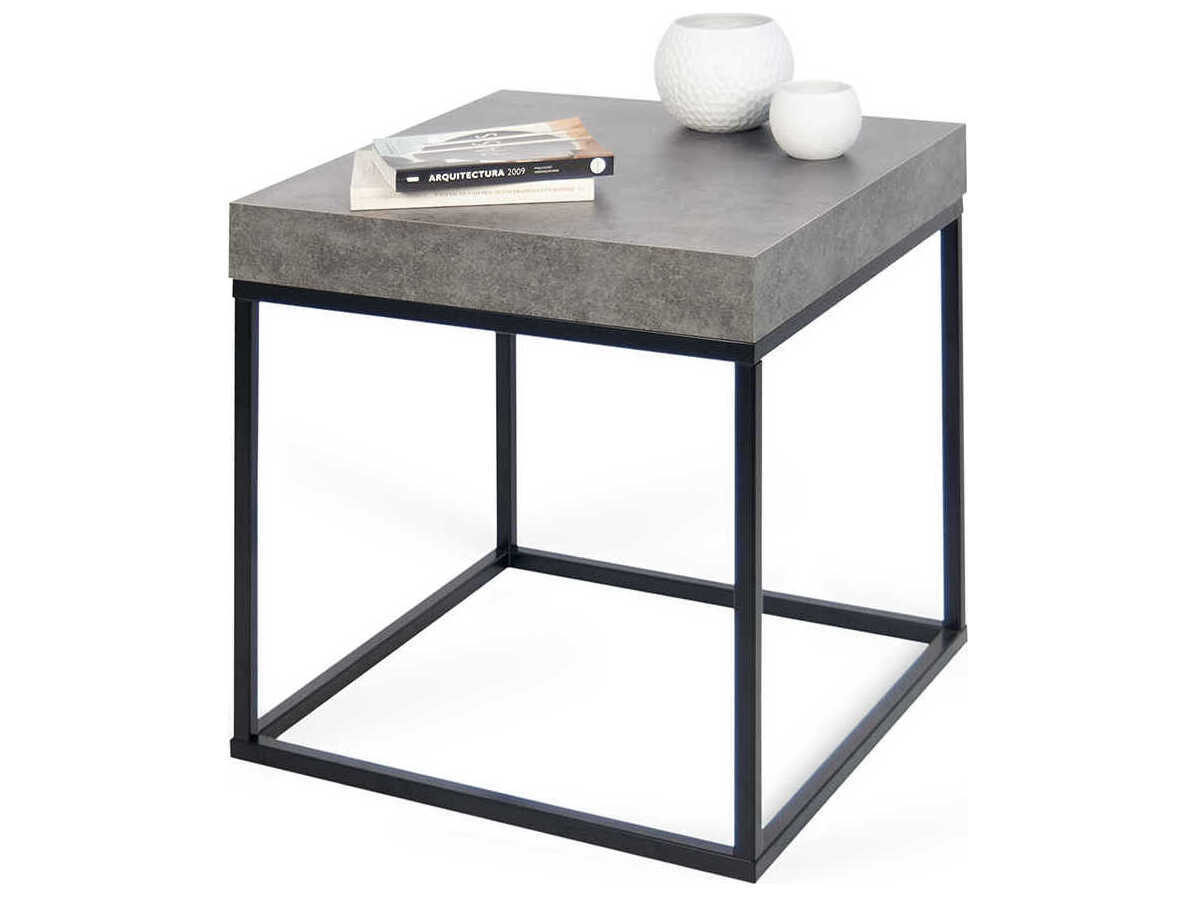 TemaHome Petra Square Concrete Look & Black End Table