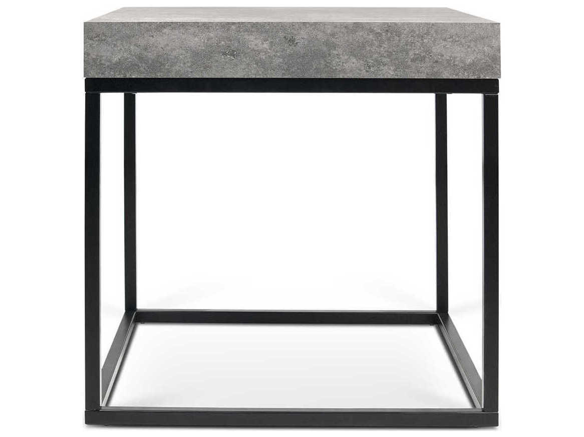 TemaHome Petra Square Concrete Look & Black End Table