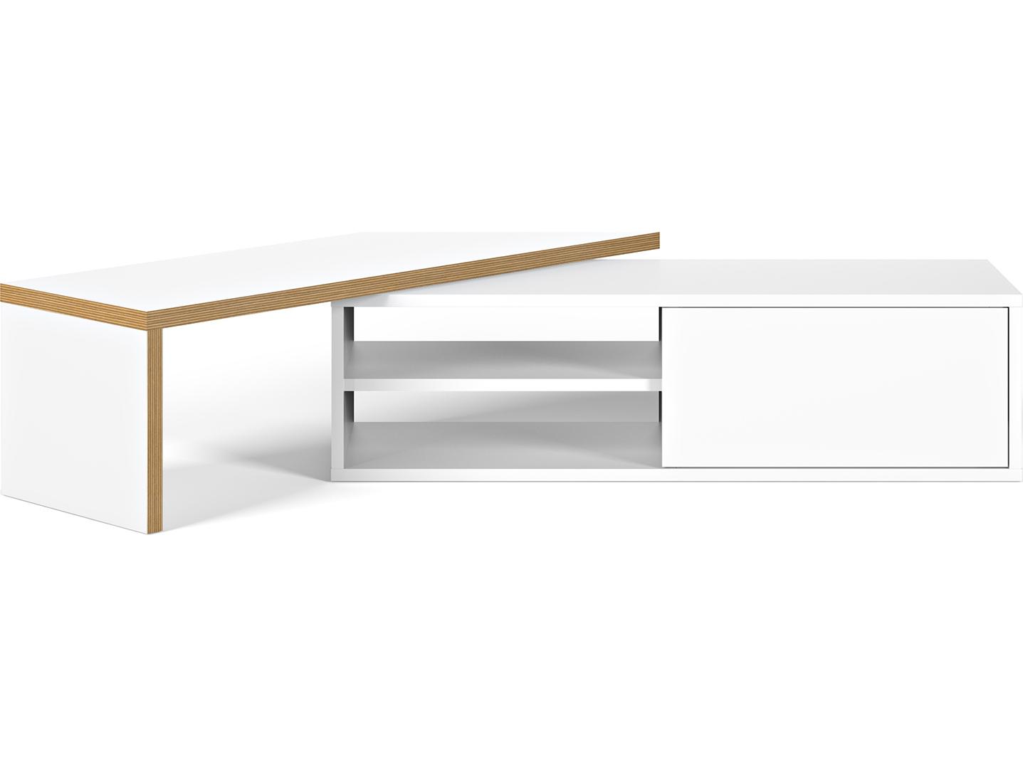 TemaHome Move 43" Pure White & Plywood Media Console