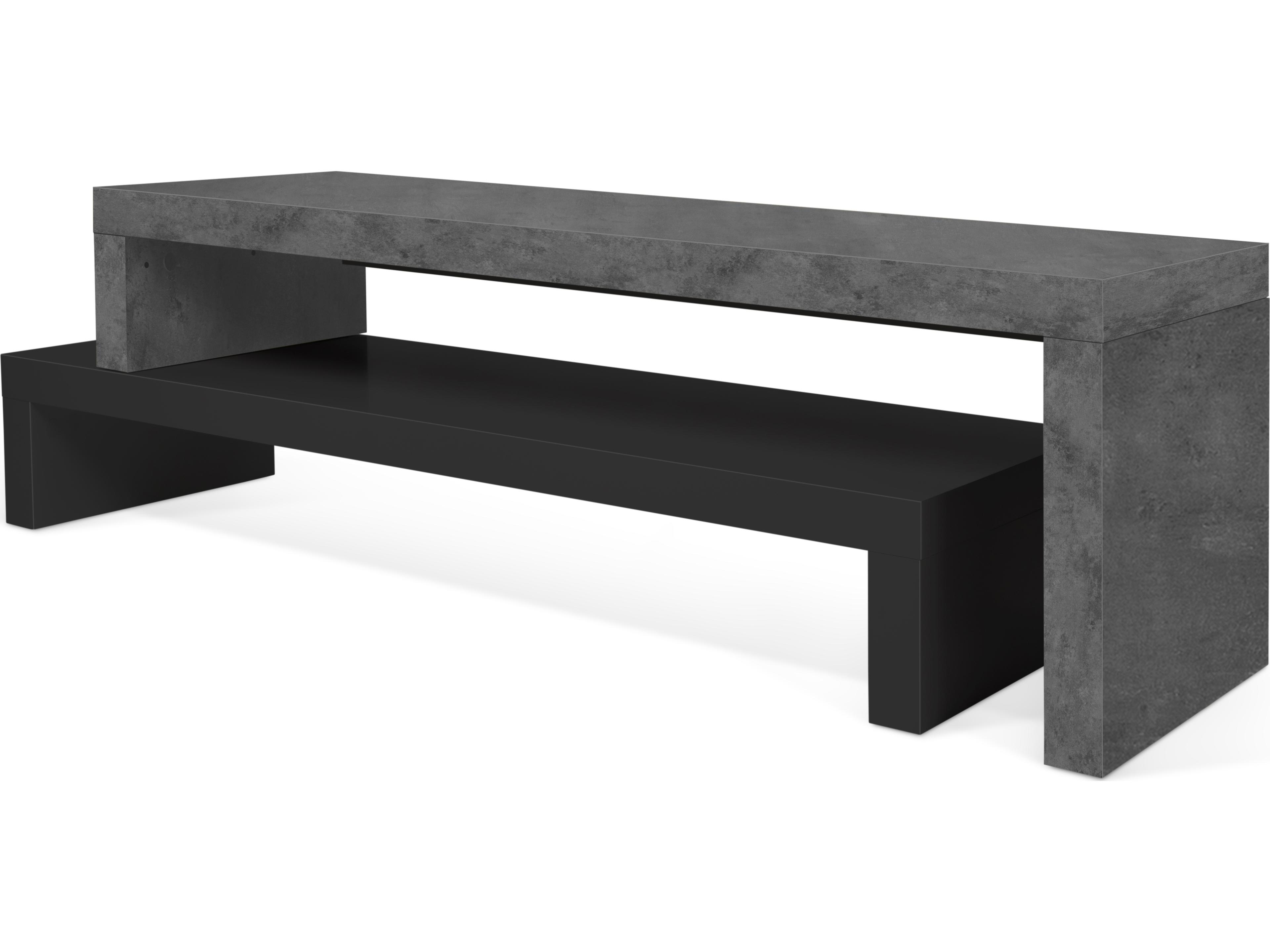 TemaHome Cliff 73" Concrete Look Pure Black Media Console
