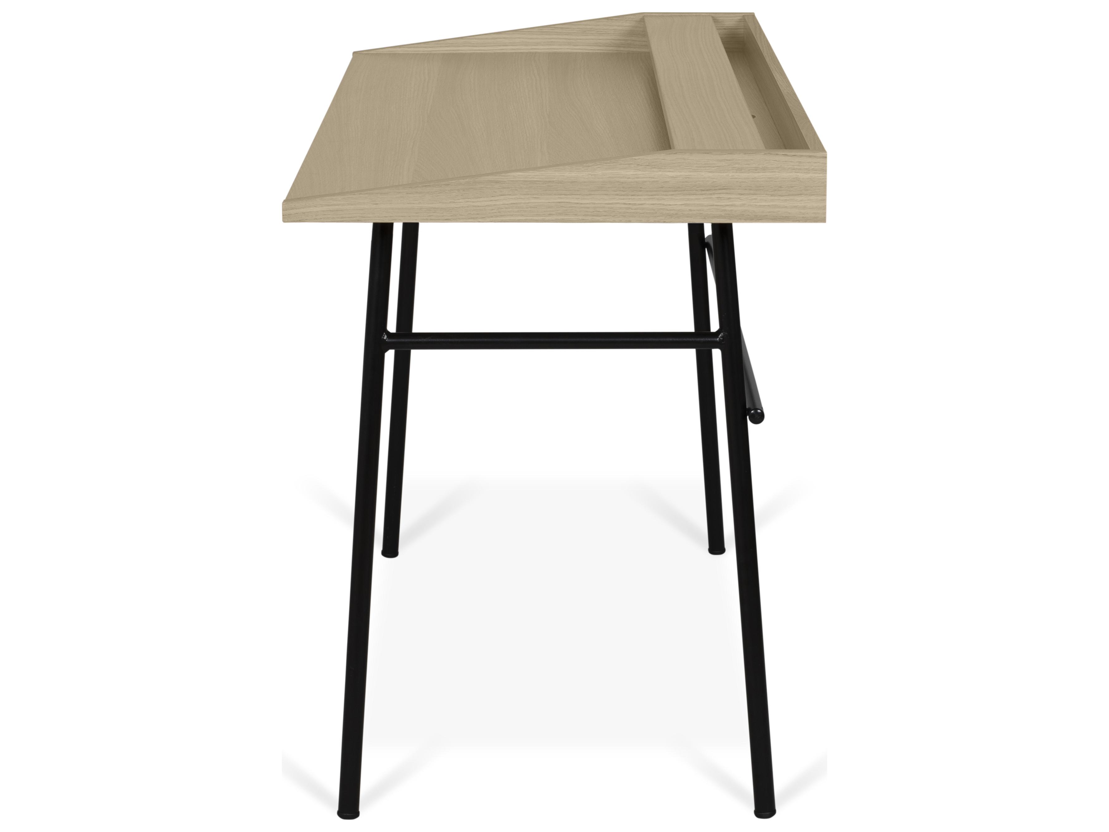 TemaHome Ply Light Oak Pure Black Wood Writing Desk