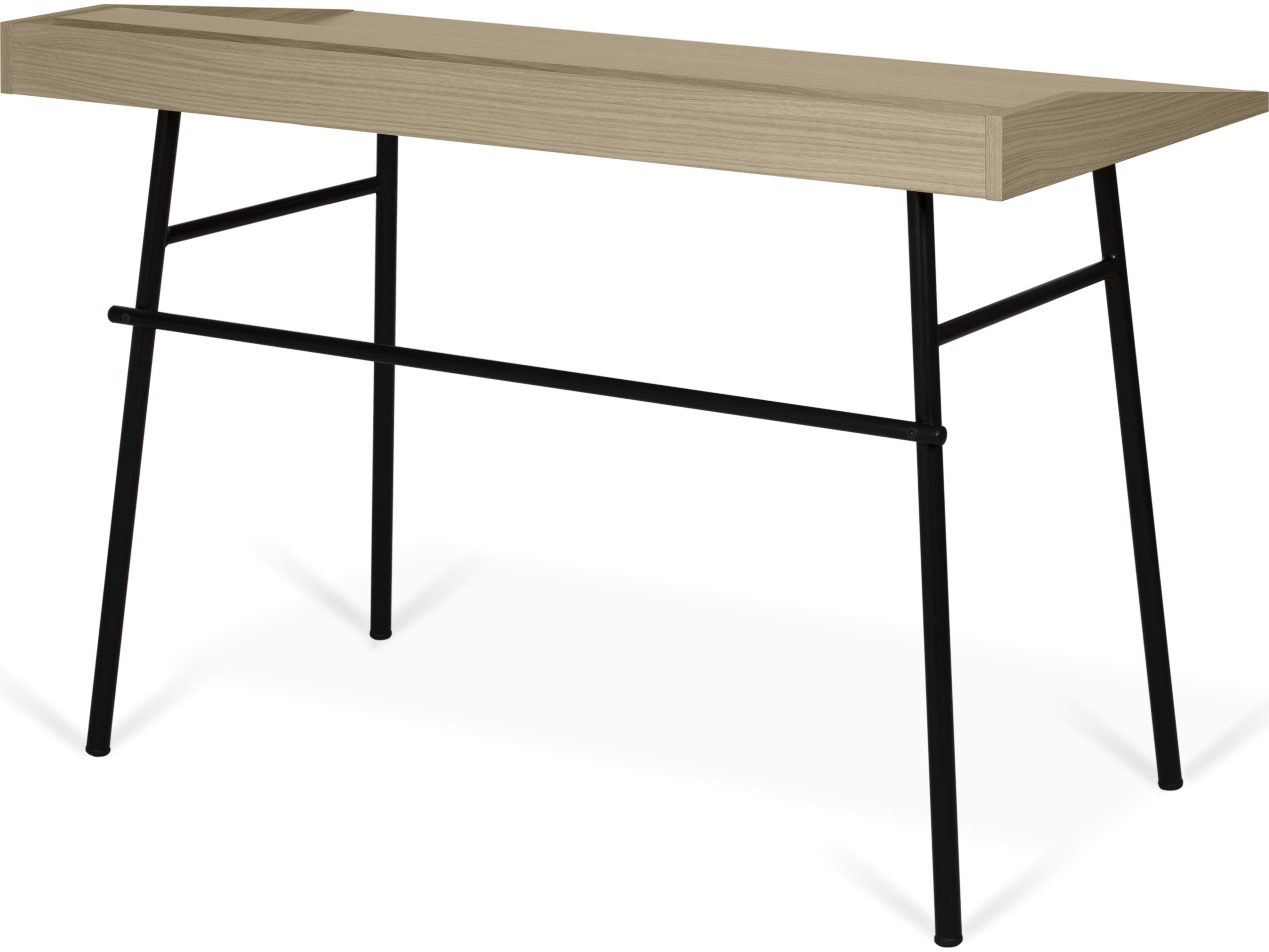 TemaHome Ply Light Oak Pure Black Wood Writing Desk