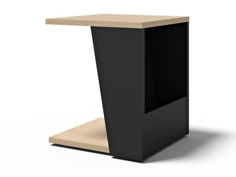 TemaHome Albi Rectangular Wood Light Oak Black End Table