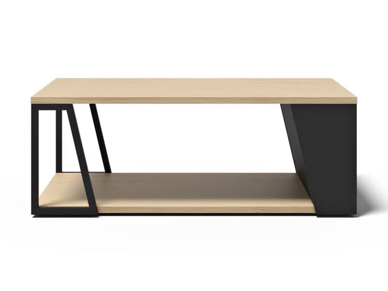 TemaHome Albi Rectangular Wood Light Oak Black Coffee Table