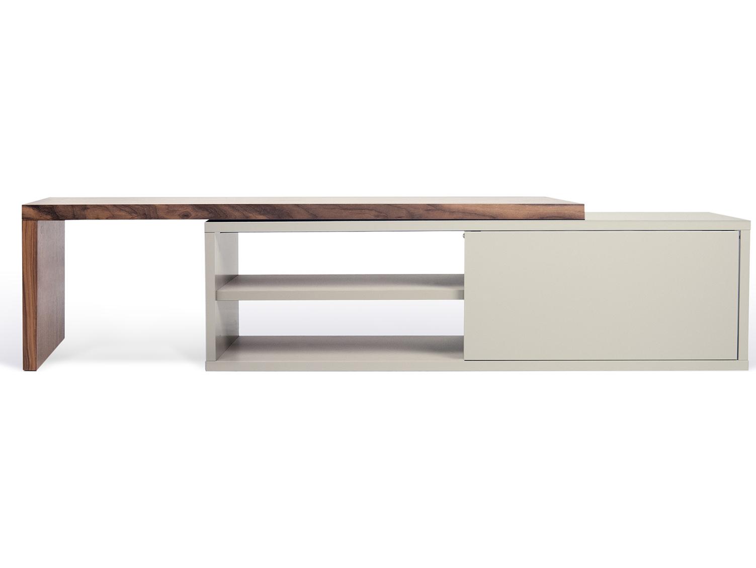 TemaHome Move 43" Walnut Wood Matte Grey Media Console