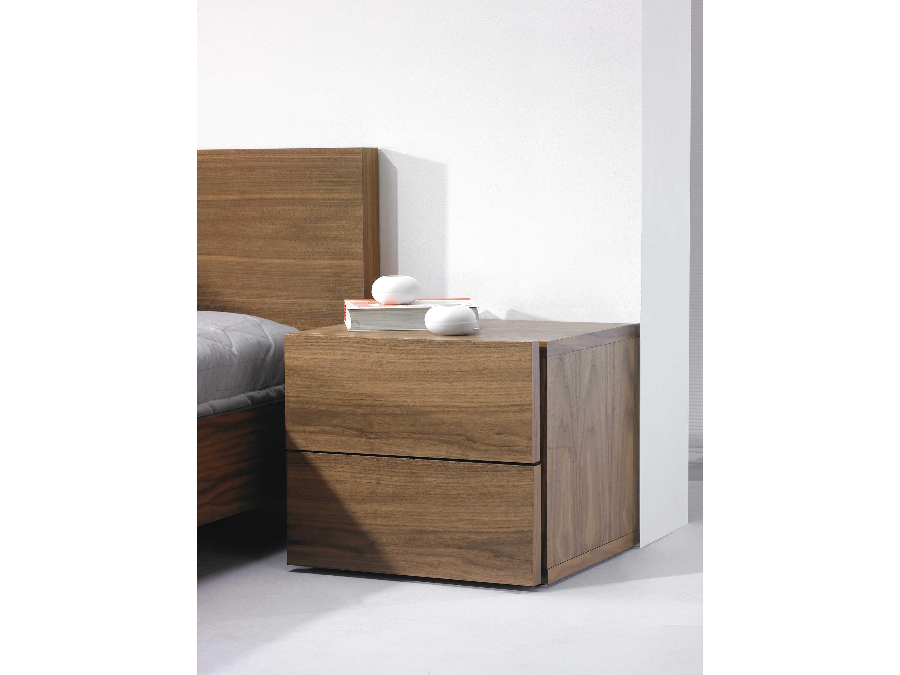 TemaHome Float 2-Drawers Brown Walnut Wood Nightstand