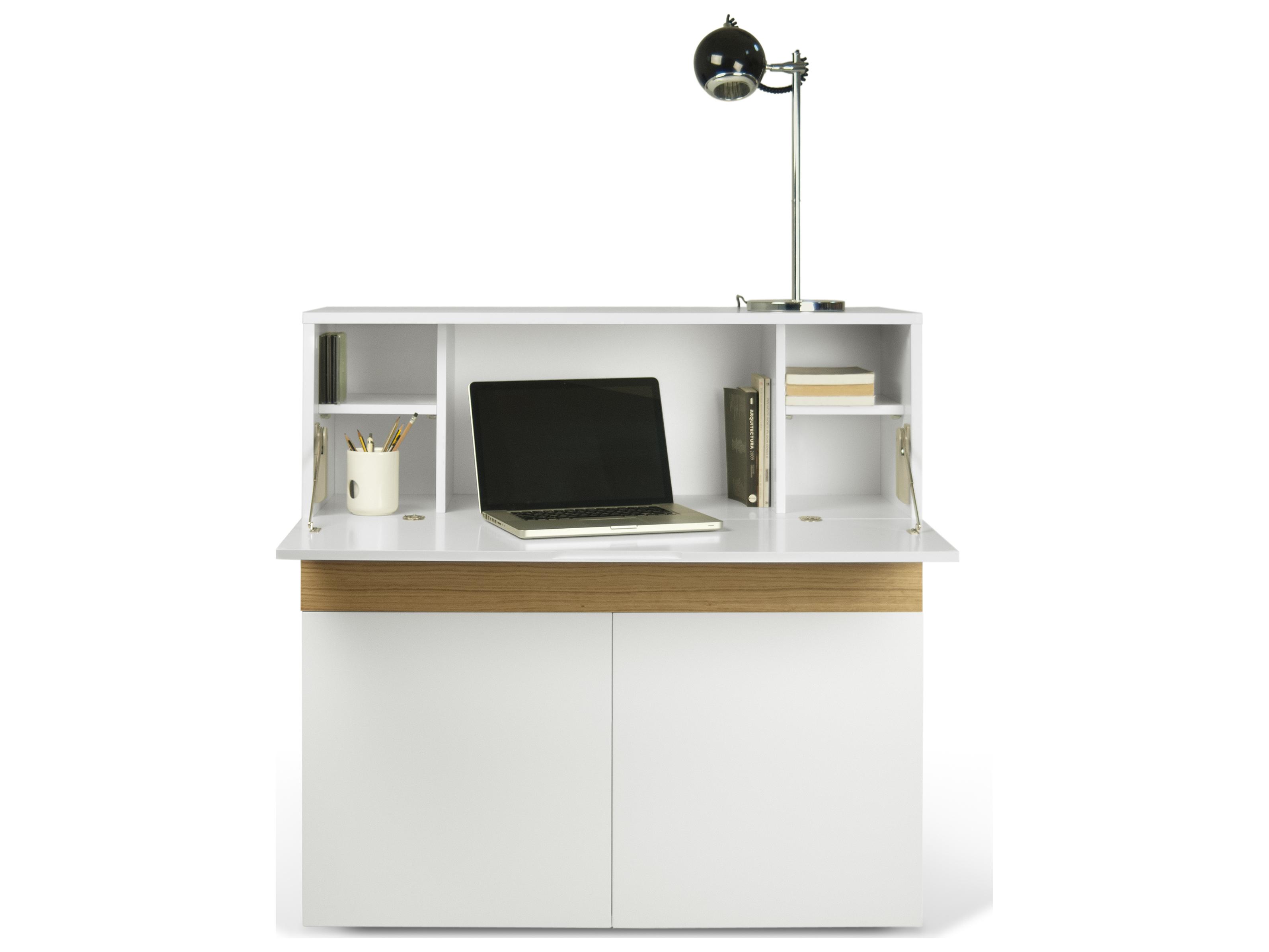 TemaHome Focus Pure White Oak Armoire Desk