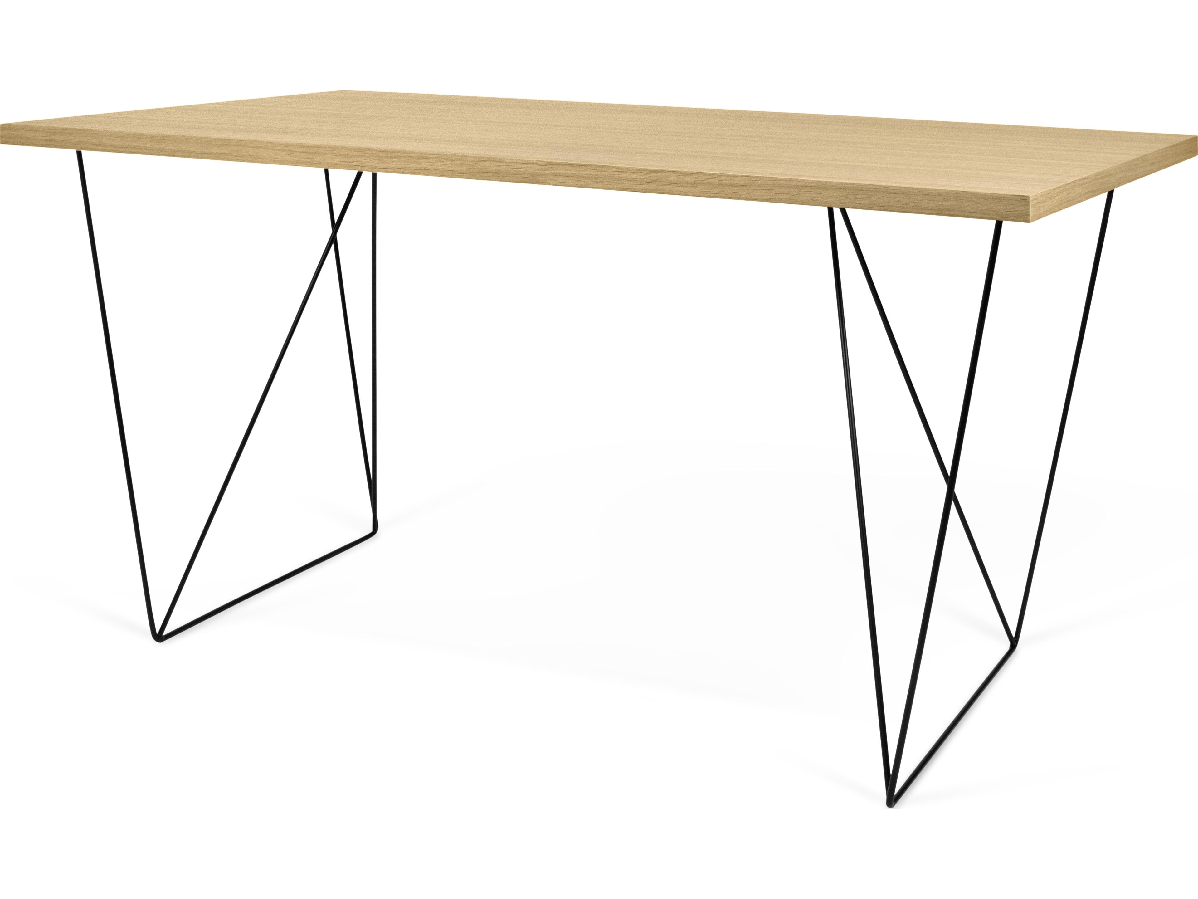 TemaHome Flow Oak Black Lacquered Steel Wood Computer Desk