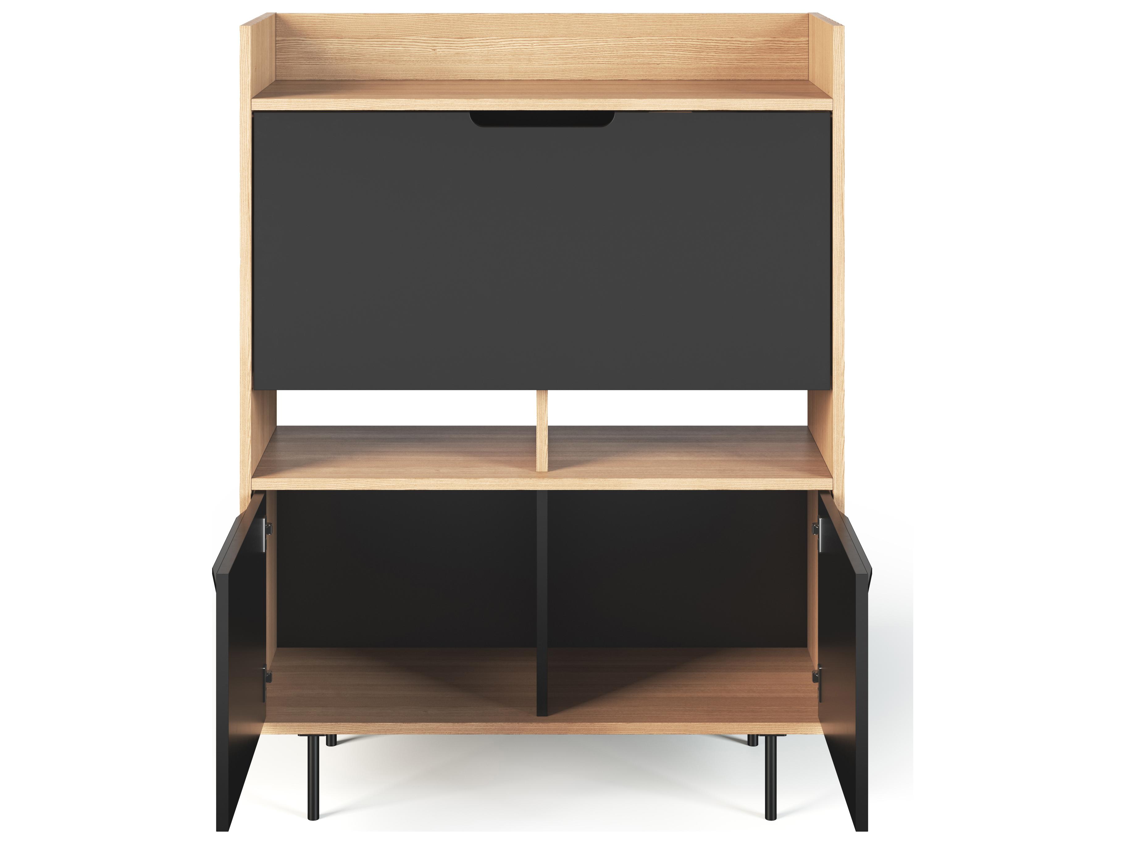 TemaHome Lime Oak Pure Black Wood Armoire Desk