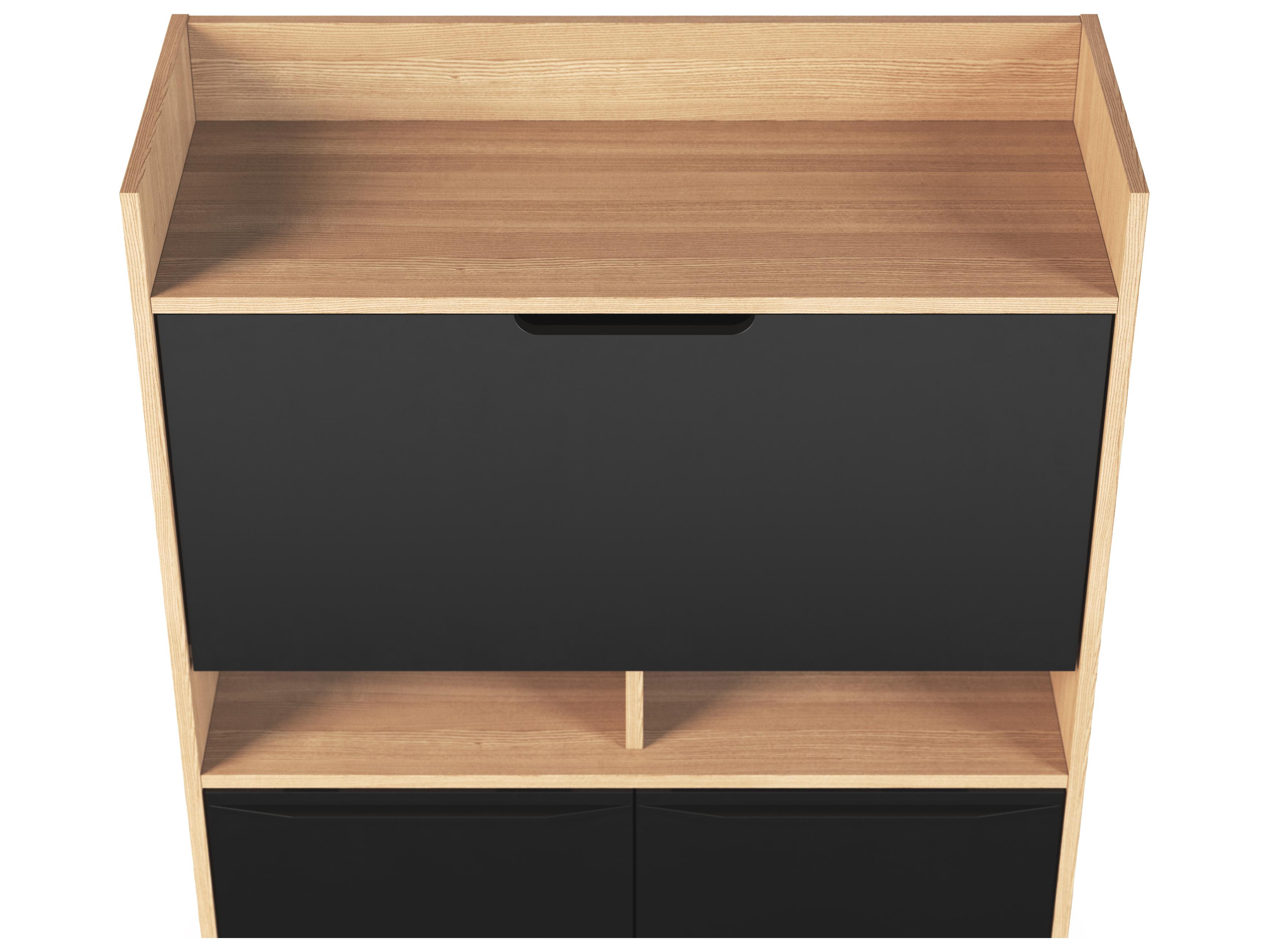 TemaHome Lime Oak Pure Black Wood Armoire Desk