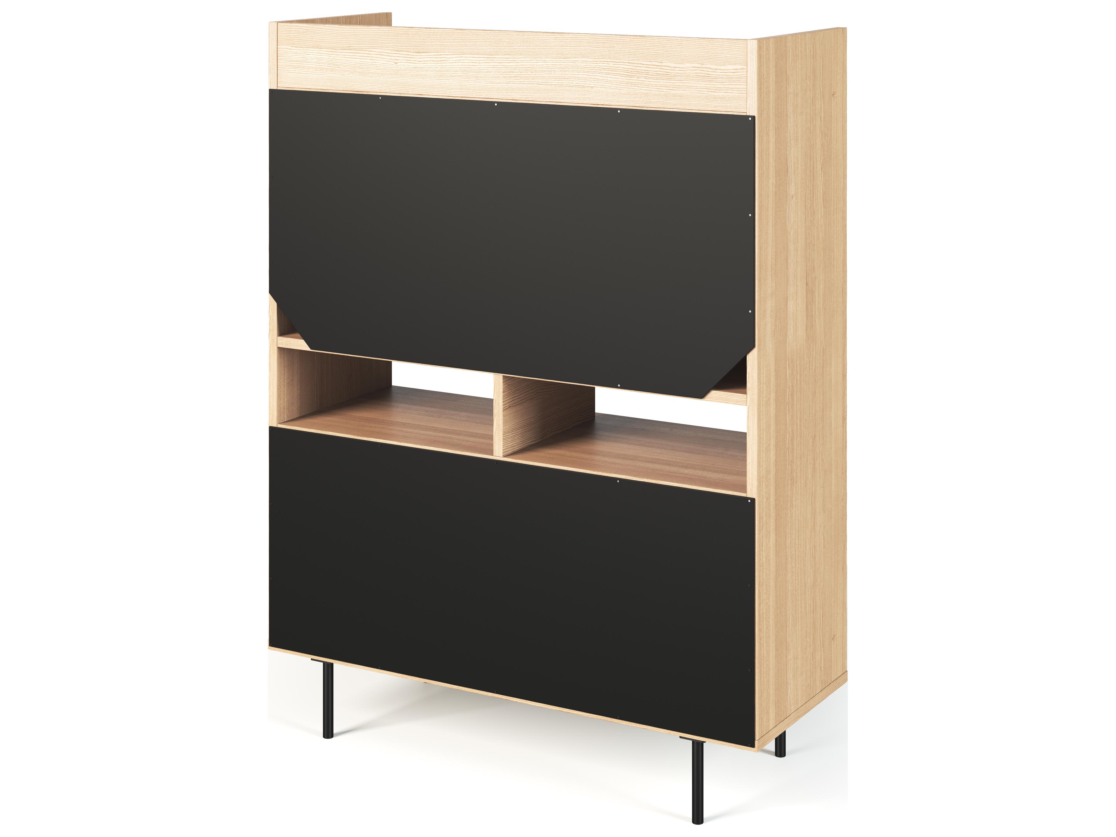 TemaHome Lime Oak Pure Black Wood Armoire Desk