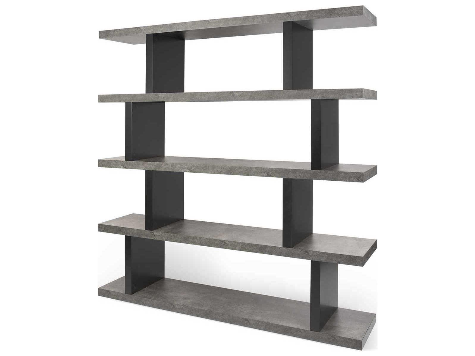 TemaHome Step Concrete Look Pure Black Bookcase