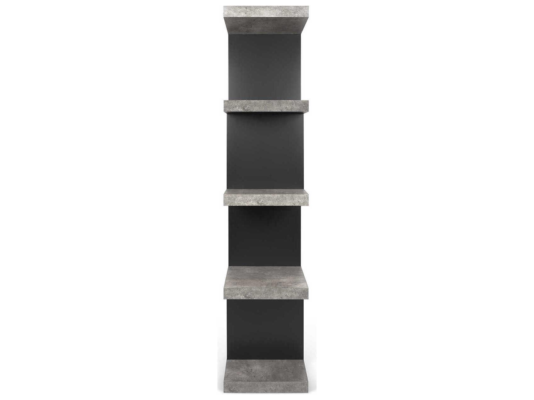 TemaHome Step Concrete Look Pure Black Bookcase